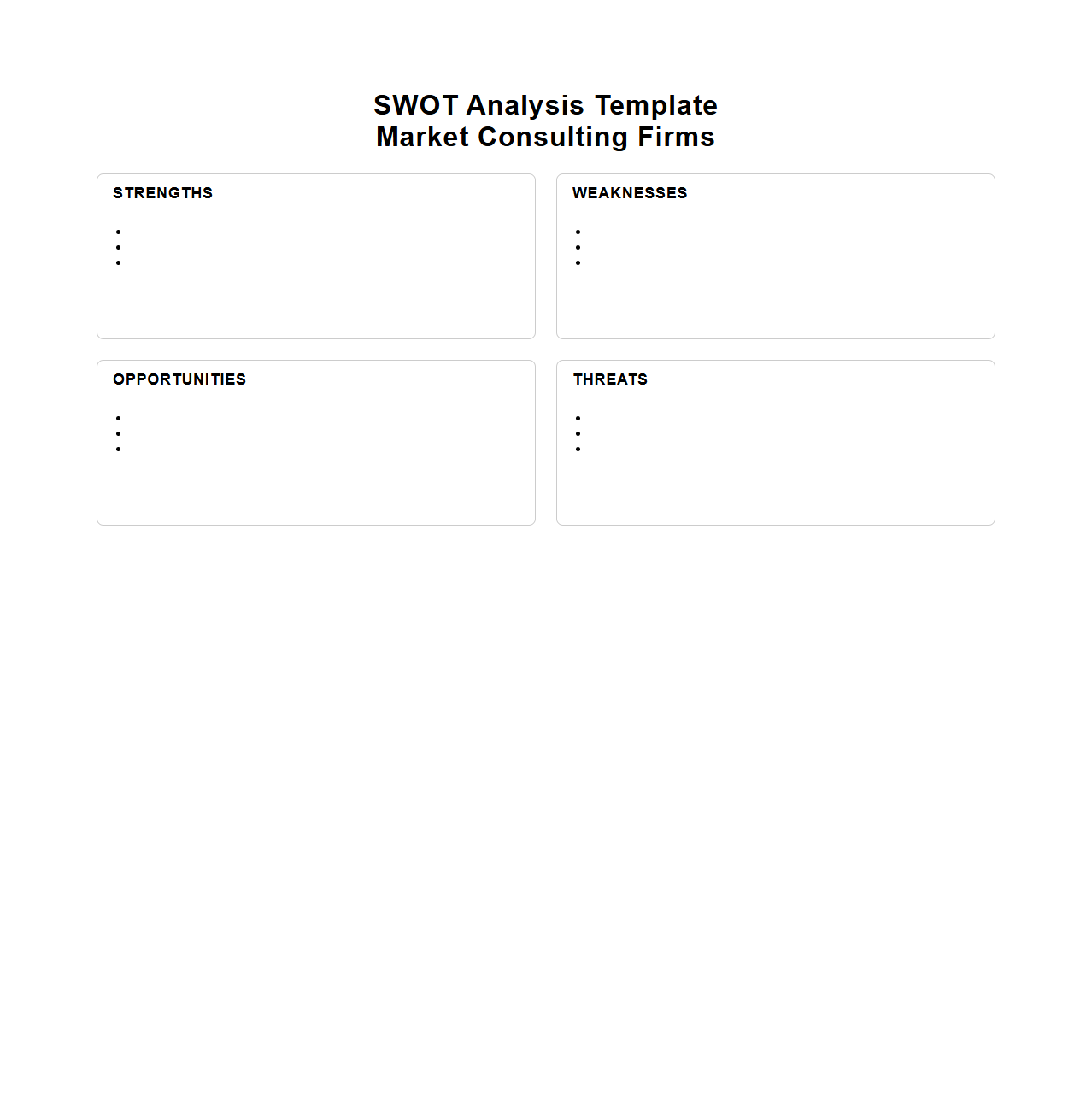 SWOT Analysis Template for Market Consulting Firms