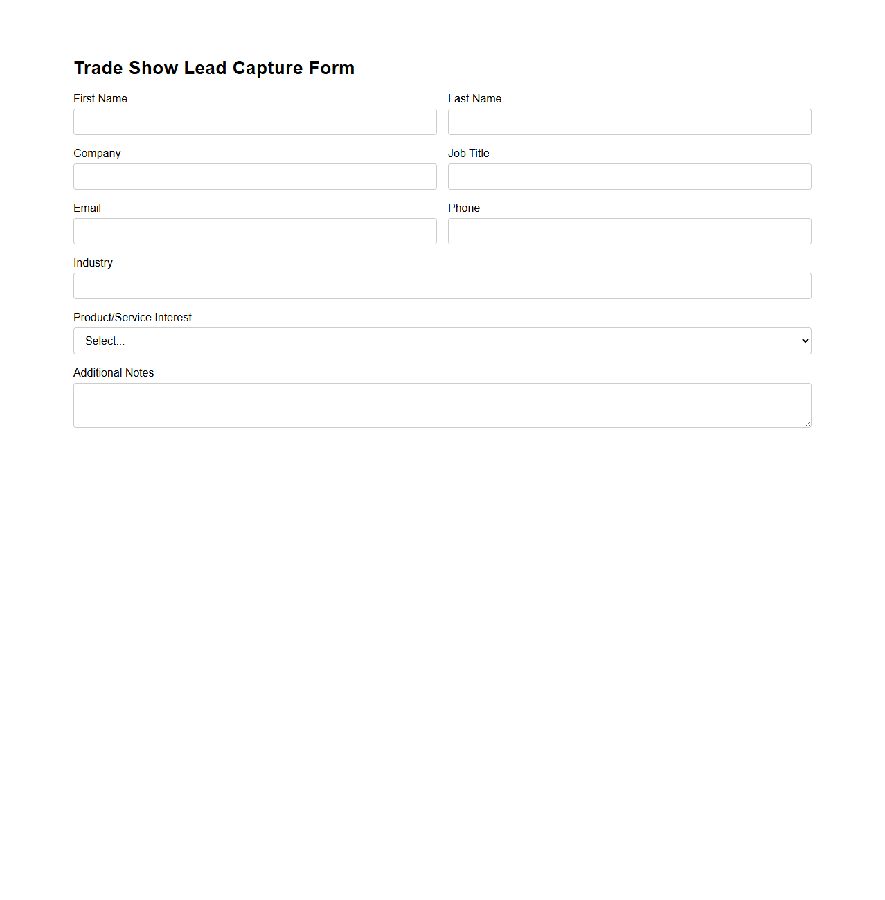 Trade Show Lead Capture Form Example