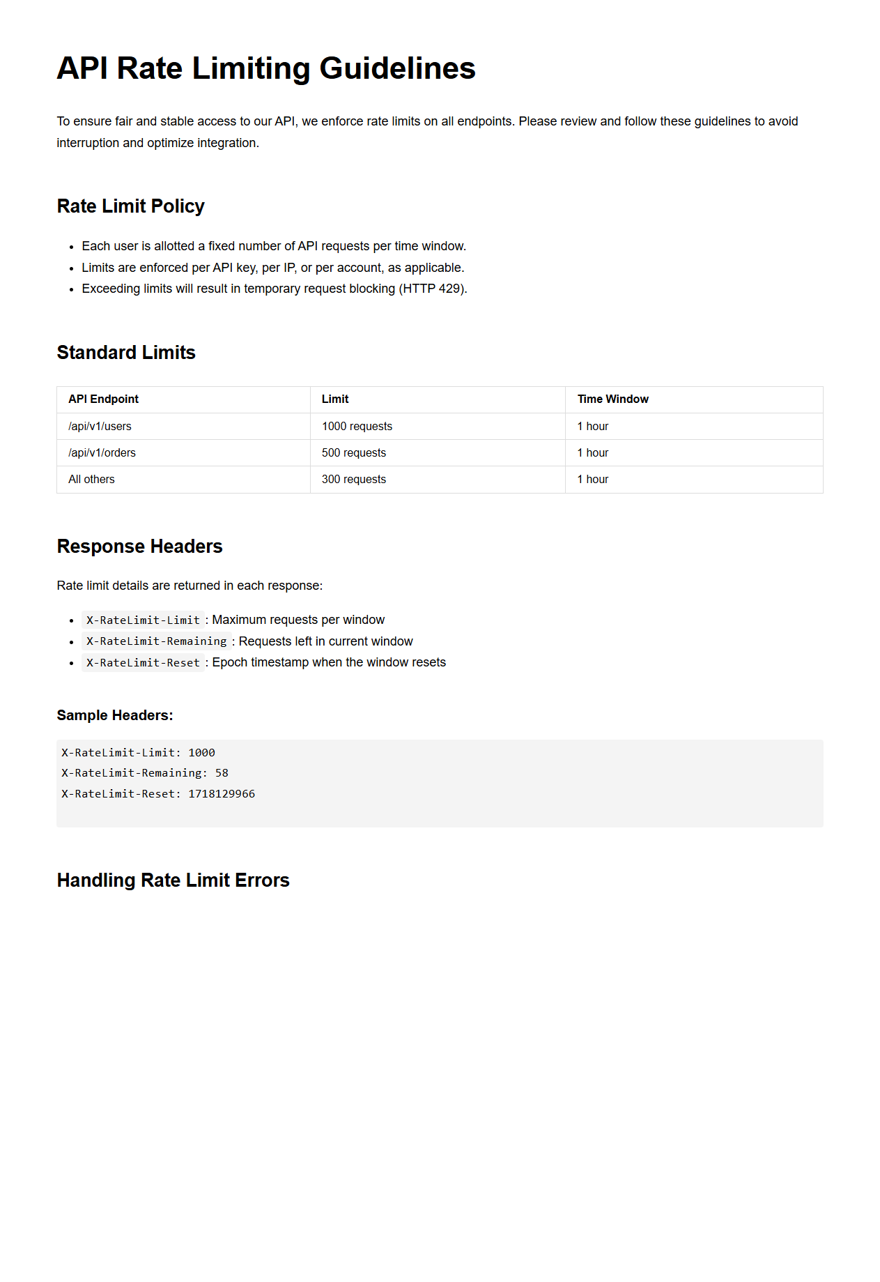 API Rate Limiting Guidelines