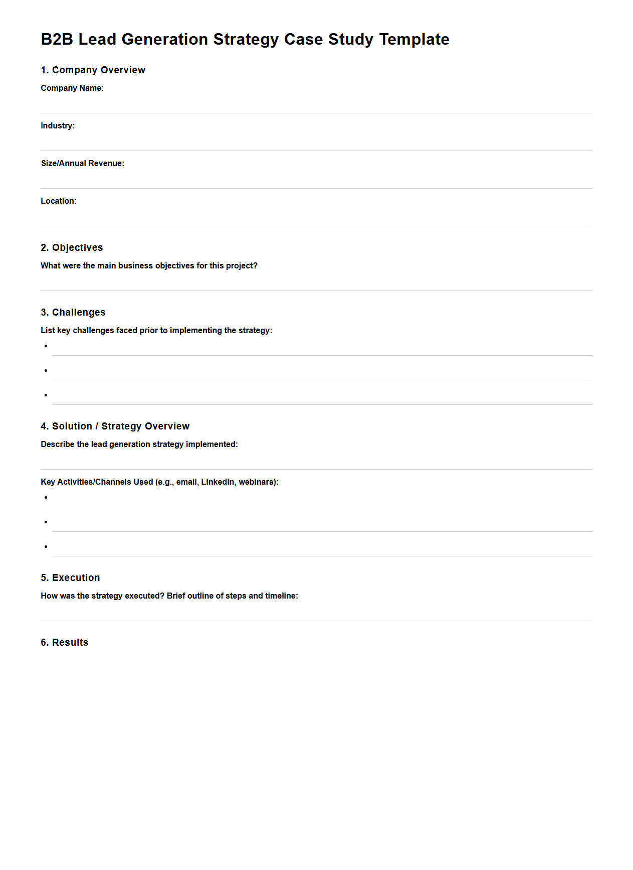 B2B Lead Generation Strategy Case Study Template