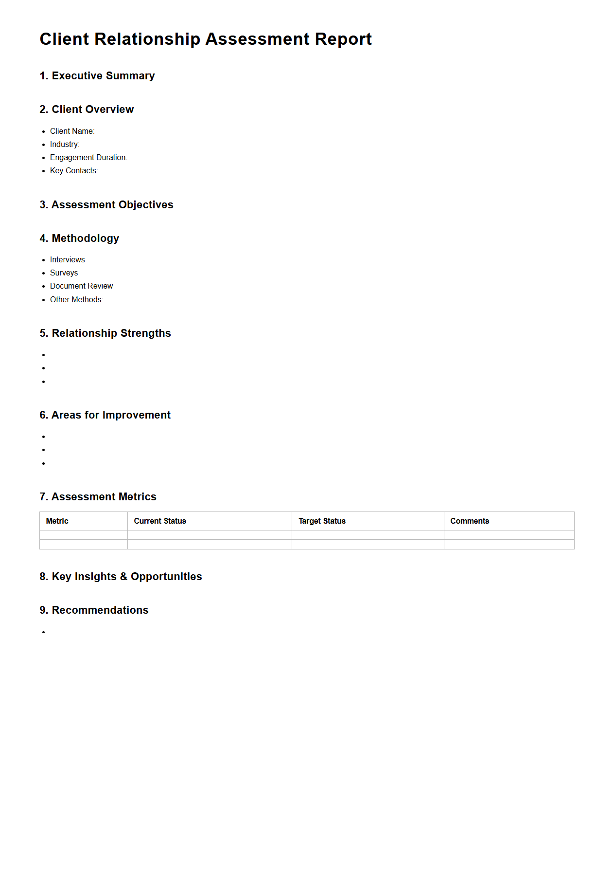 Client Relationship Assessment Report Structure for Consultants
