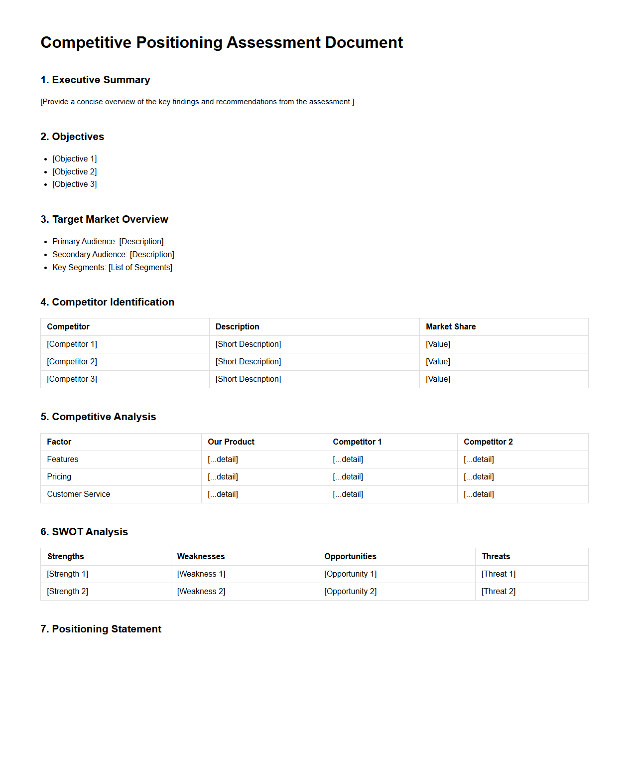 Competitive Positioning Assessment Document