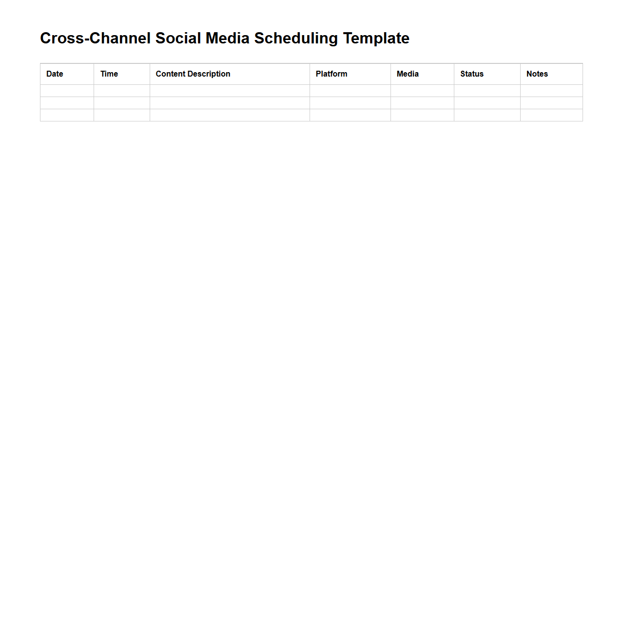 Cross-Channel Social Media Scheduling Template