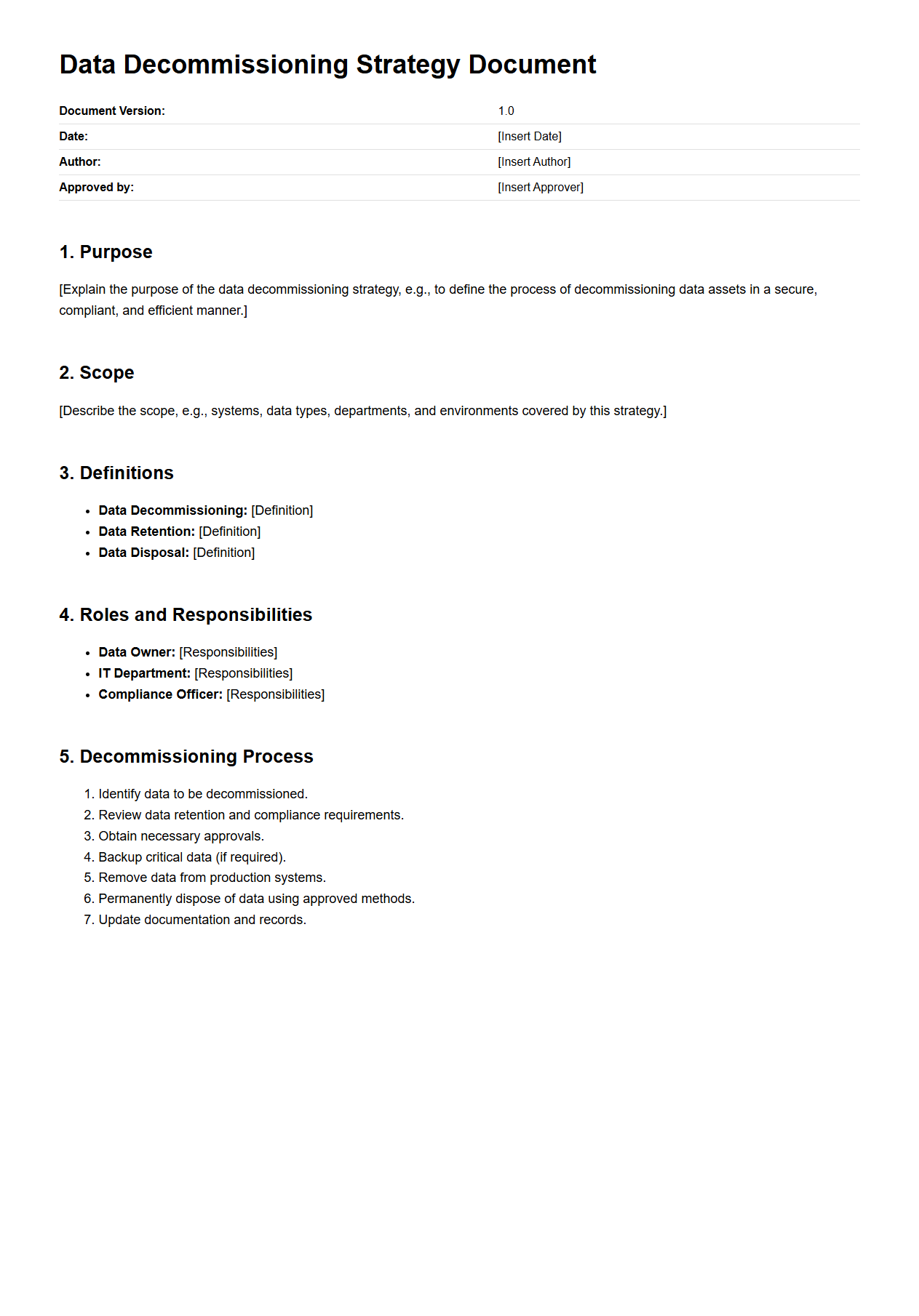 Data Decommissioning Strategy Document
