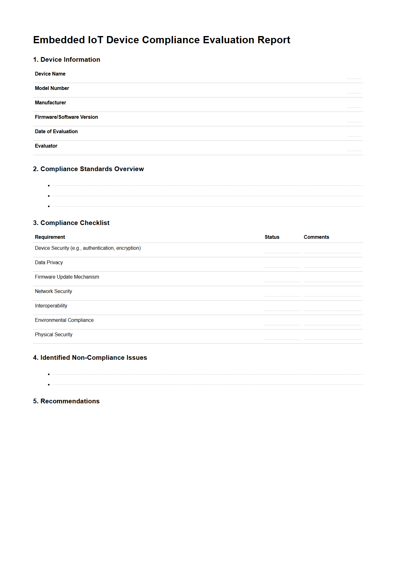 Embedded IoT Device Compliance Evaluation Report Template