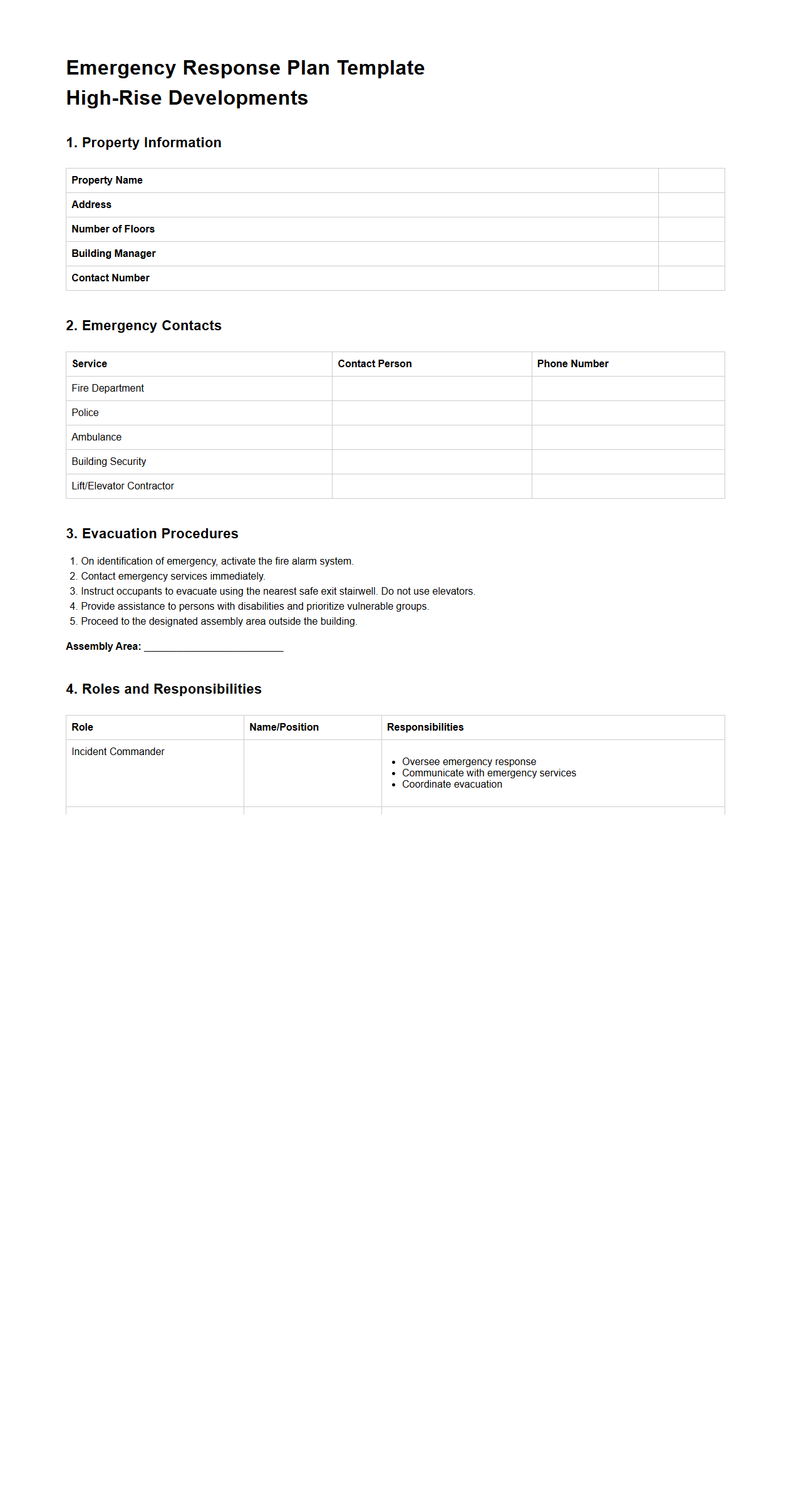 Emergency Response Plan Template for High-Rise Developments
