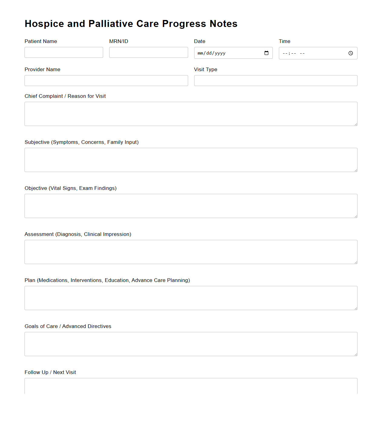 Hospice and Palliative Care Progress Notes