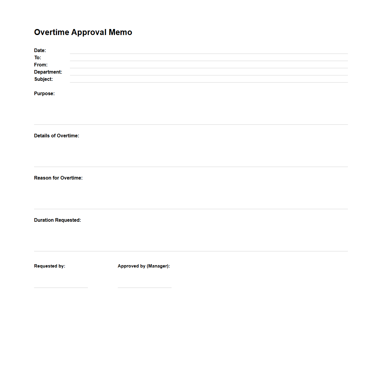 Manager Overtime Approval Memo