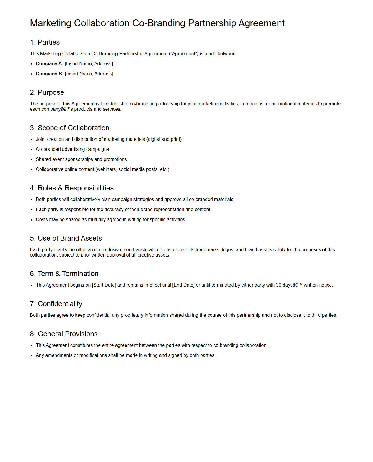 Marketing Collaboration Co-Branding Partnership Sample