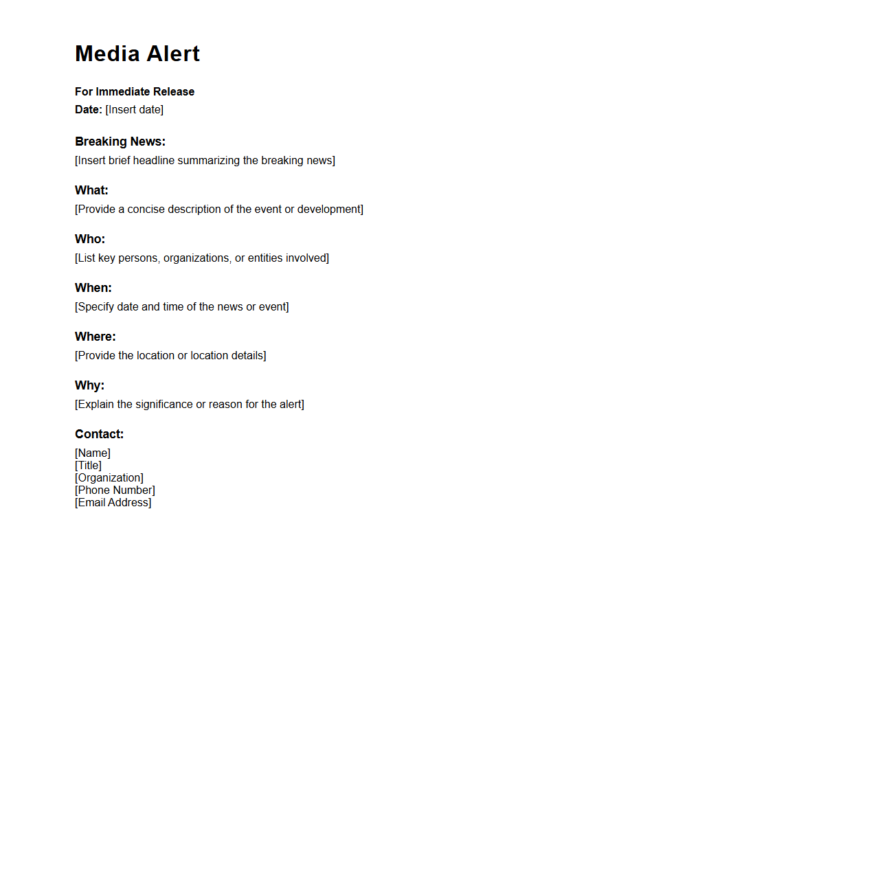 Media Alert Example for Breaking News