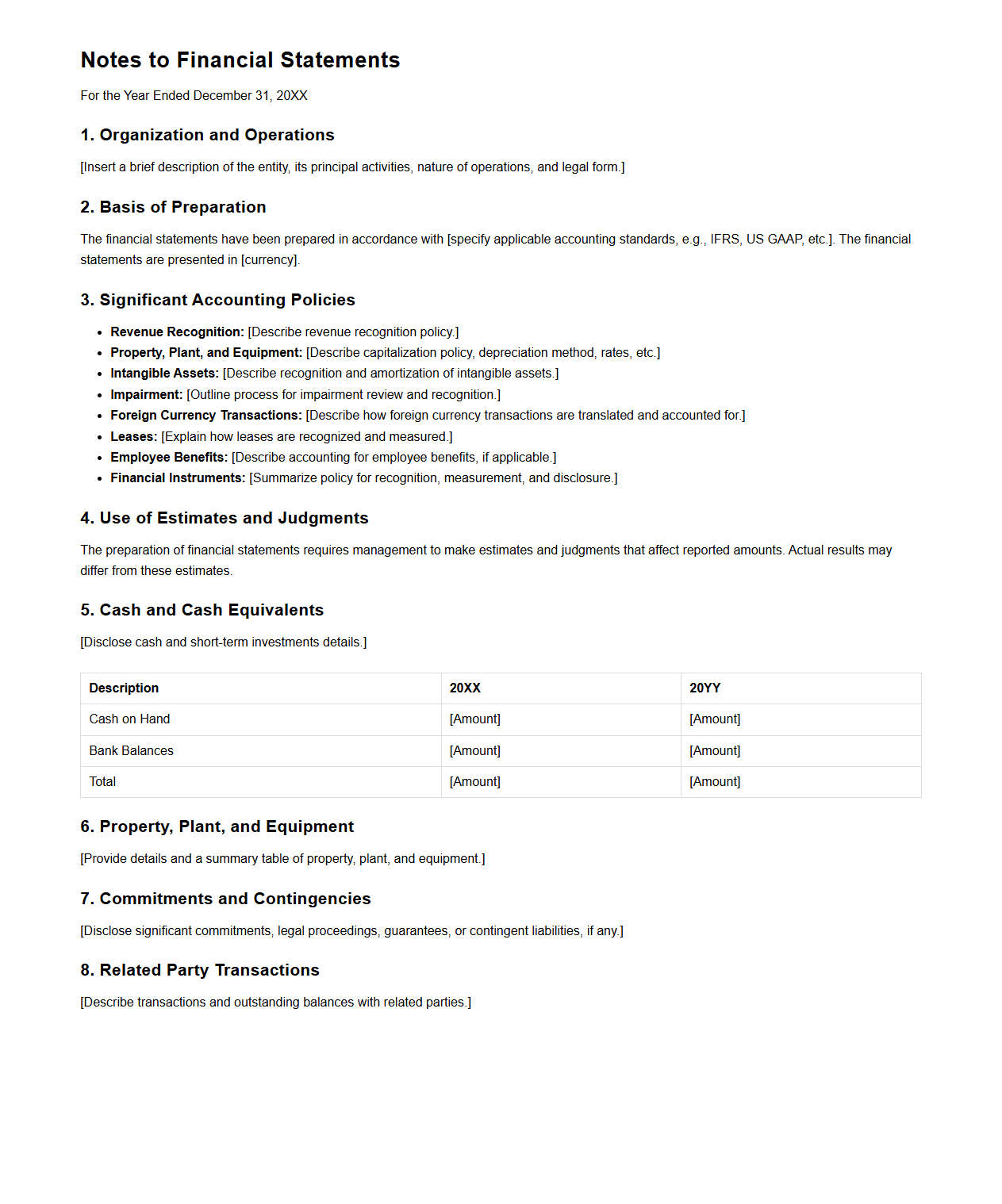 Notes to Financial Statements for Transparency in Reporting