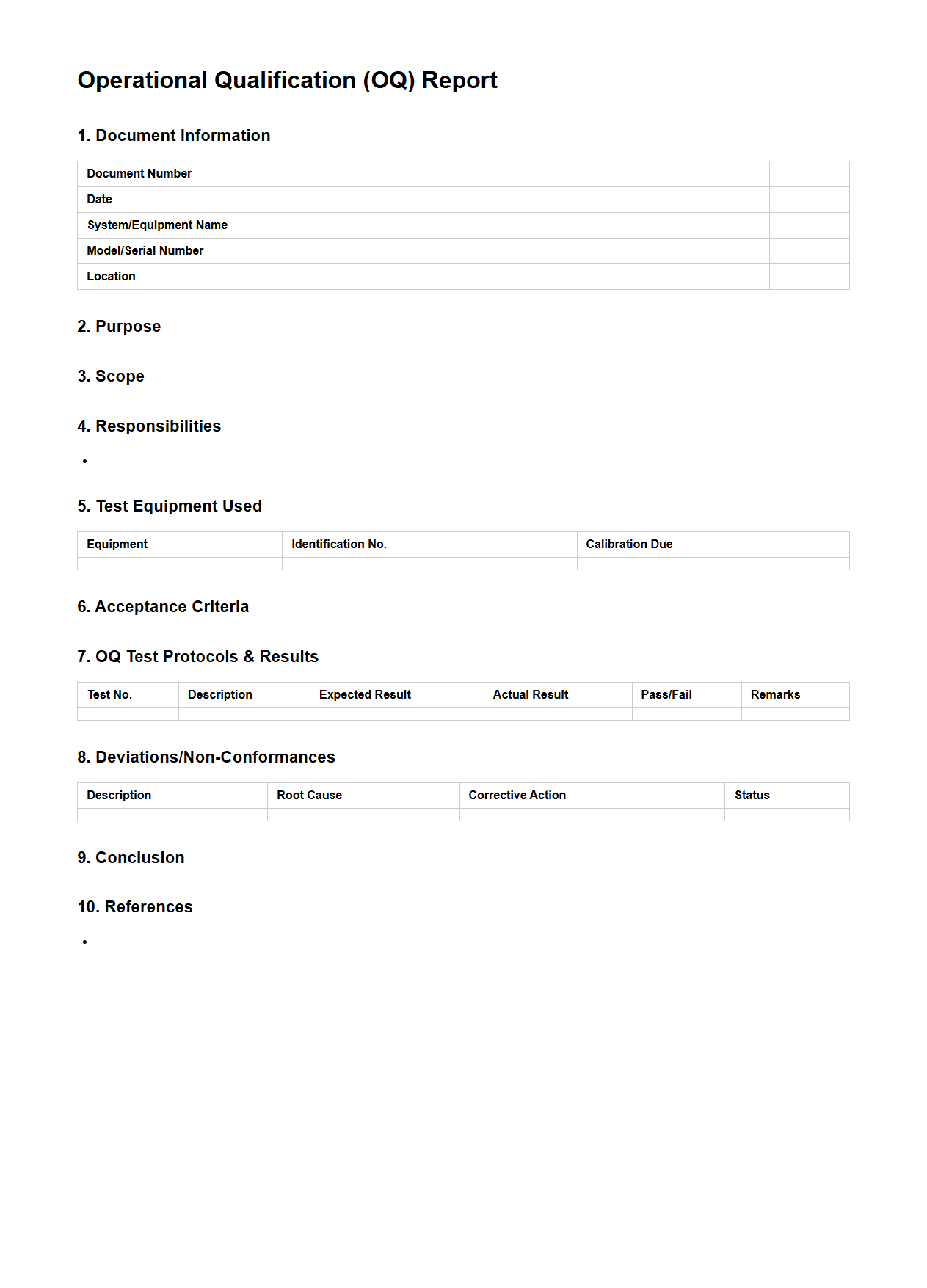 Operational Qualification Report Sample