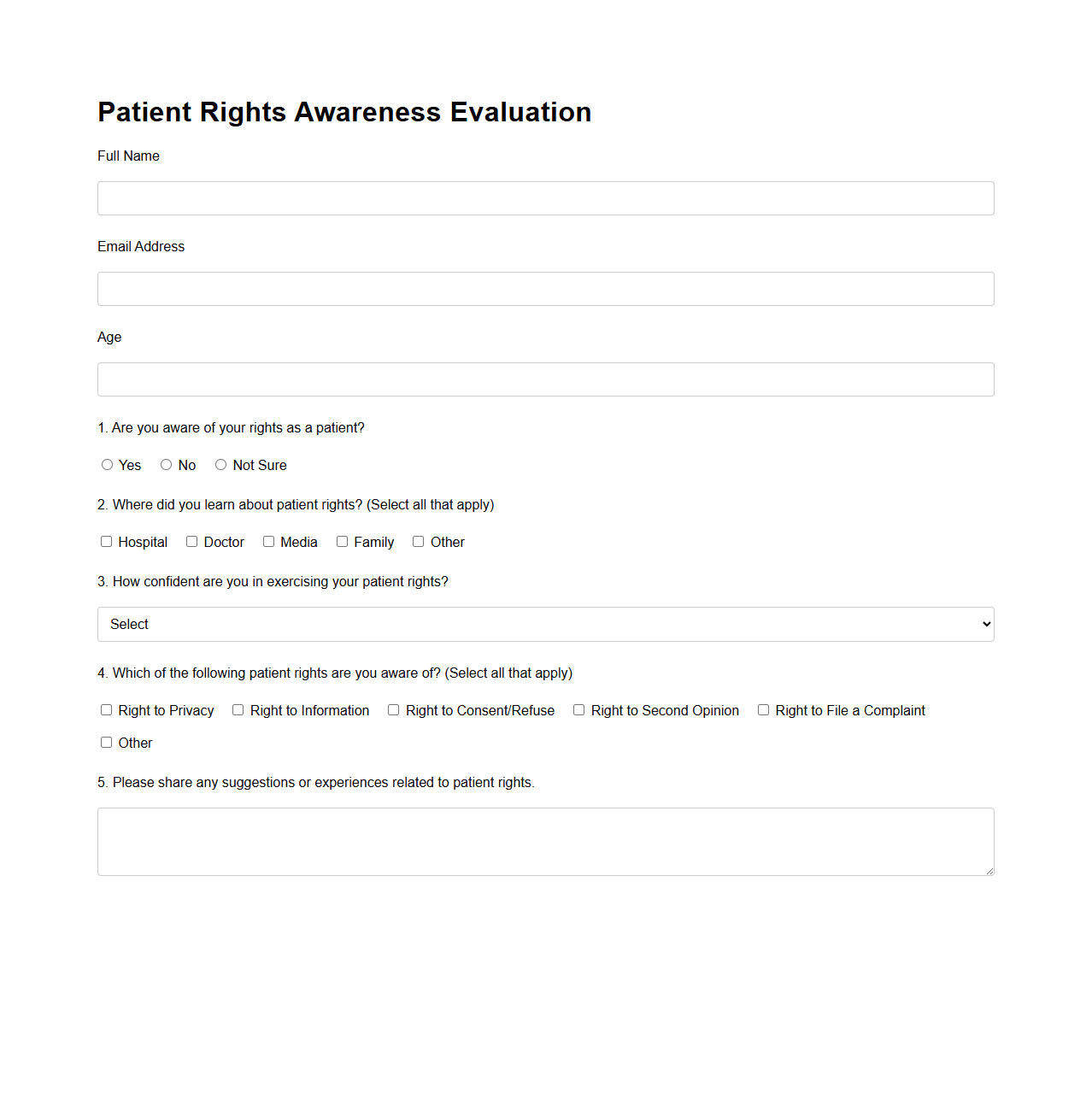 Patient Rights Awareness Evaluation