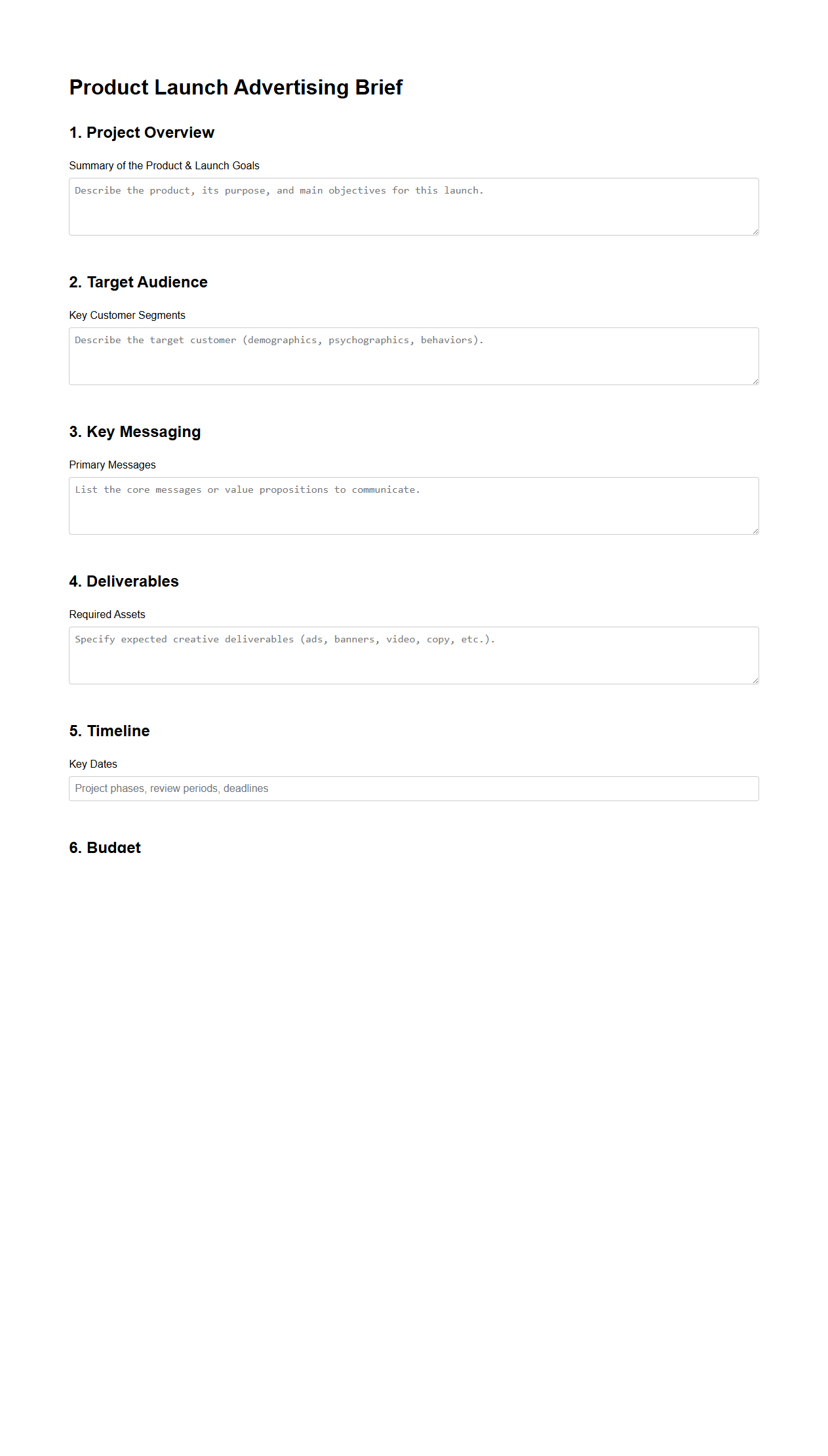 Product Launch Advertising Brief for Agency Teams