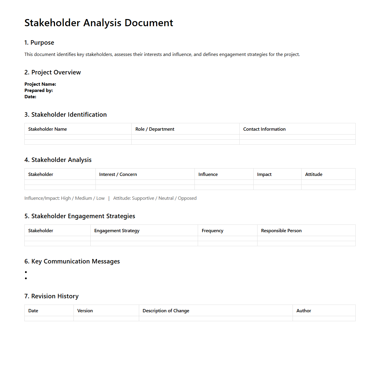 Stakeholder Analysis Document for Business Consulting