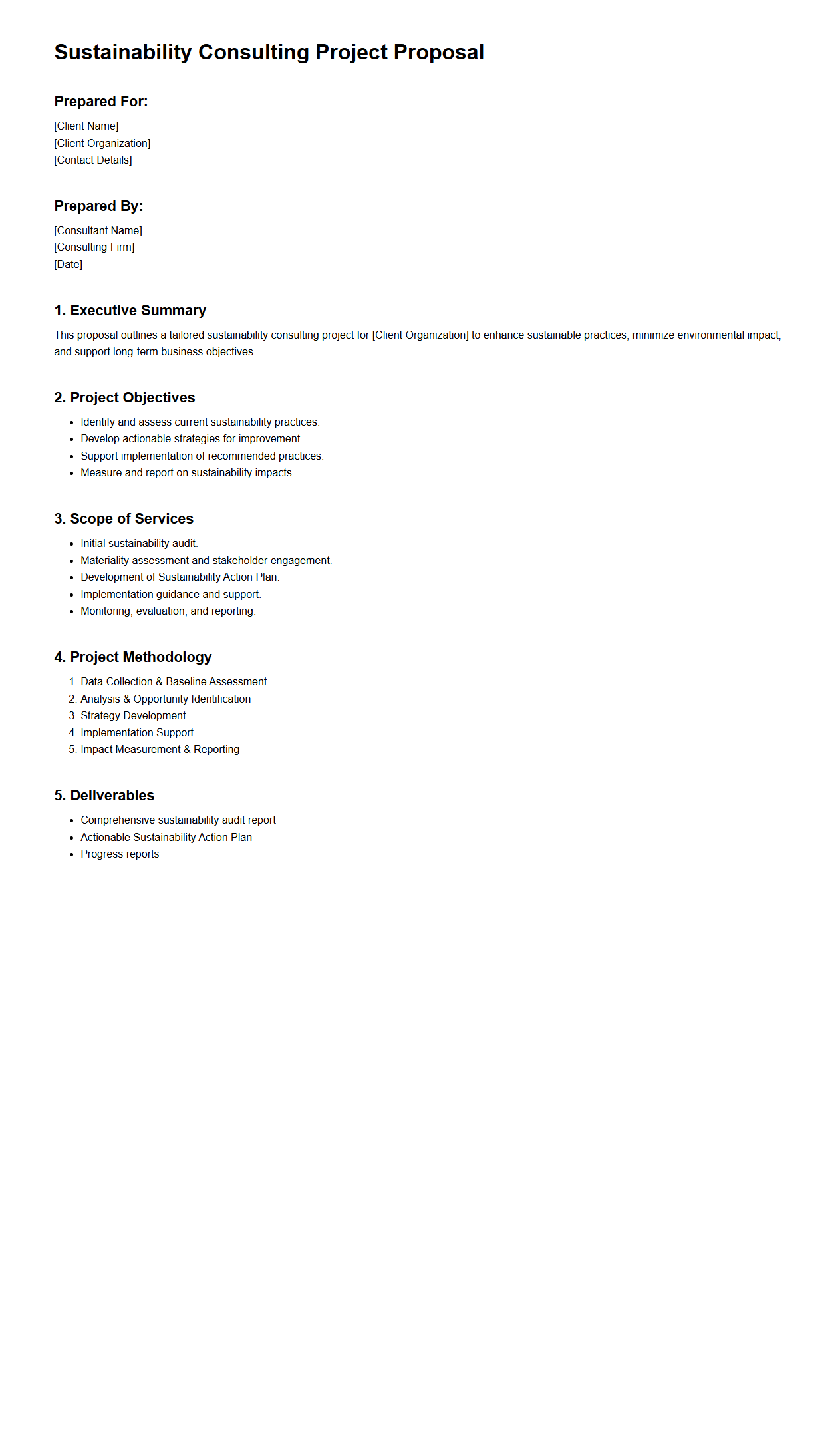 Sustainability Consulting Project Proposal Sample