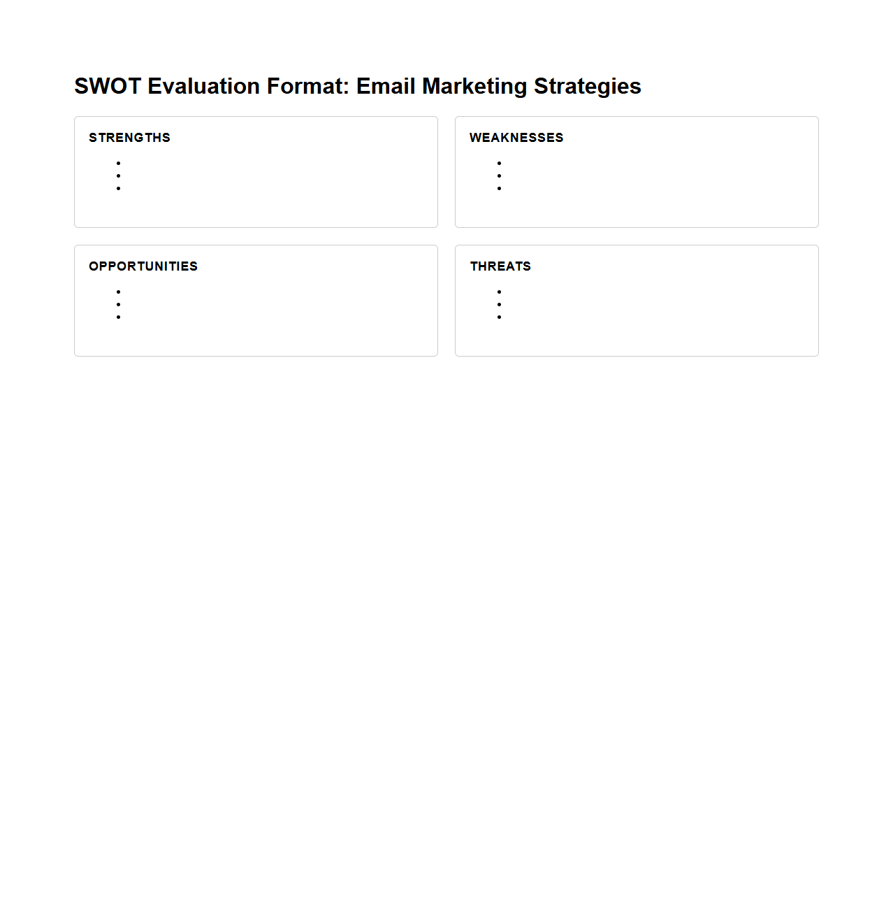 SWOT Evaluation Format for Email Marketing Strategies