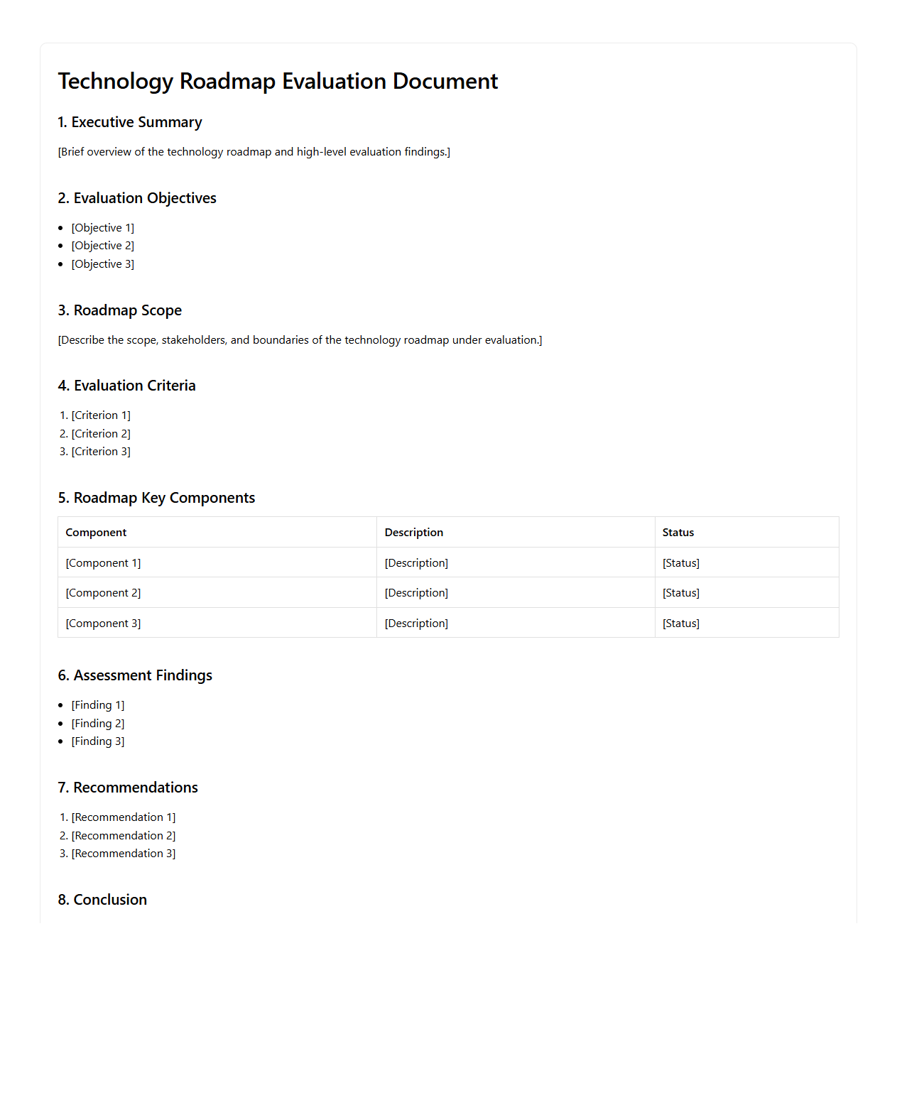 Technology Roadmap Evaluation Document