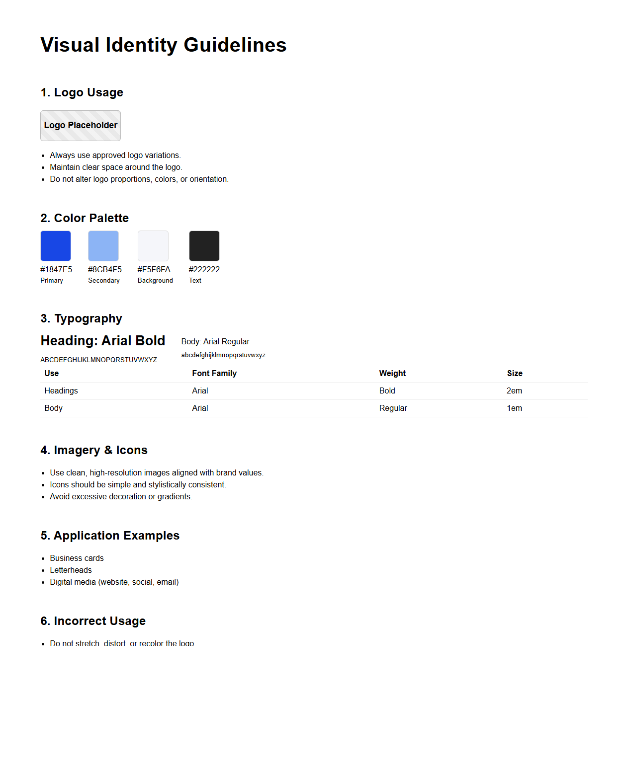Visual Identity Guidelines Template