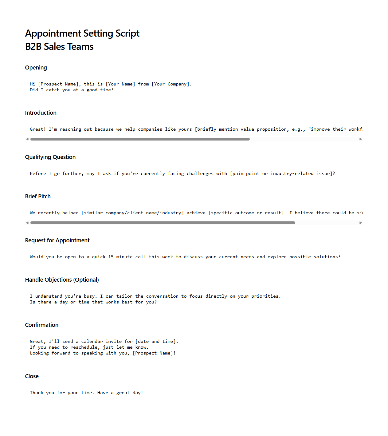Appointment Setting Script for B2B Sales Teams