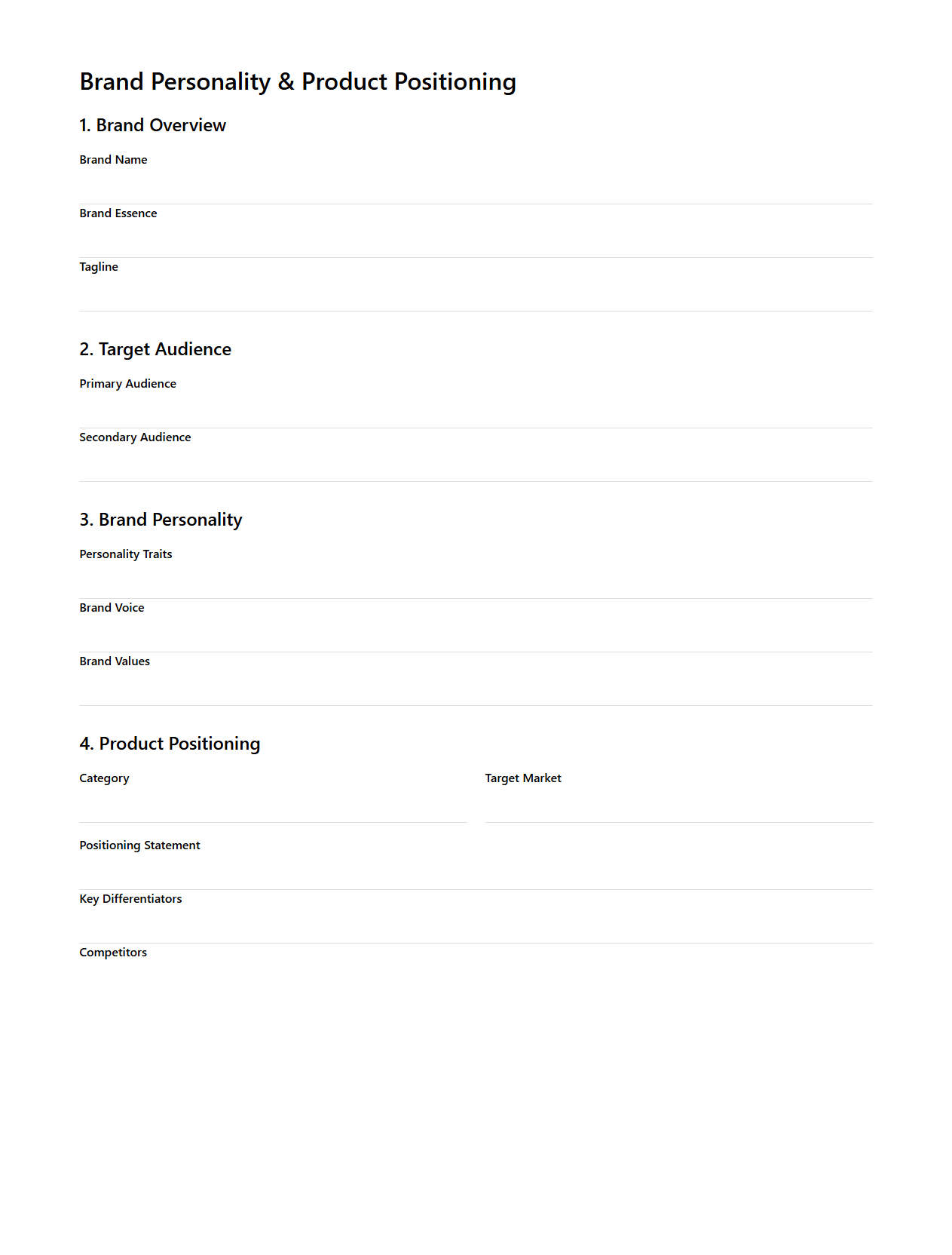 Brand Personality Product Positioning Sample