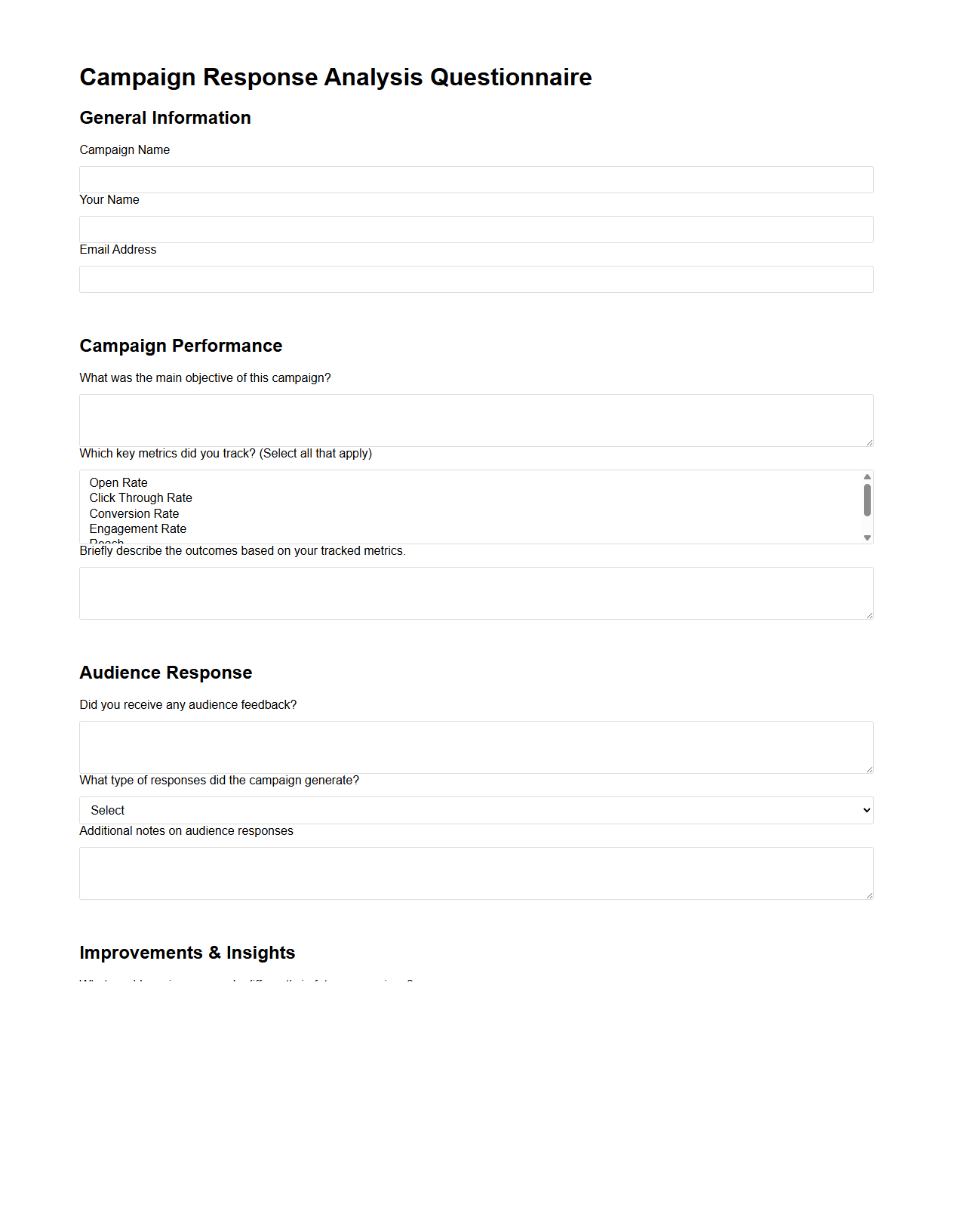 Campaign Response Analysis Questionnaire