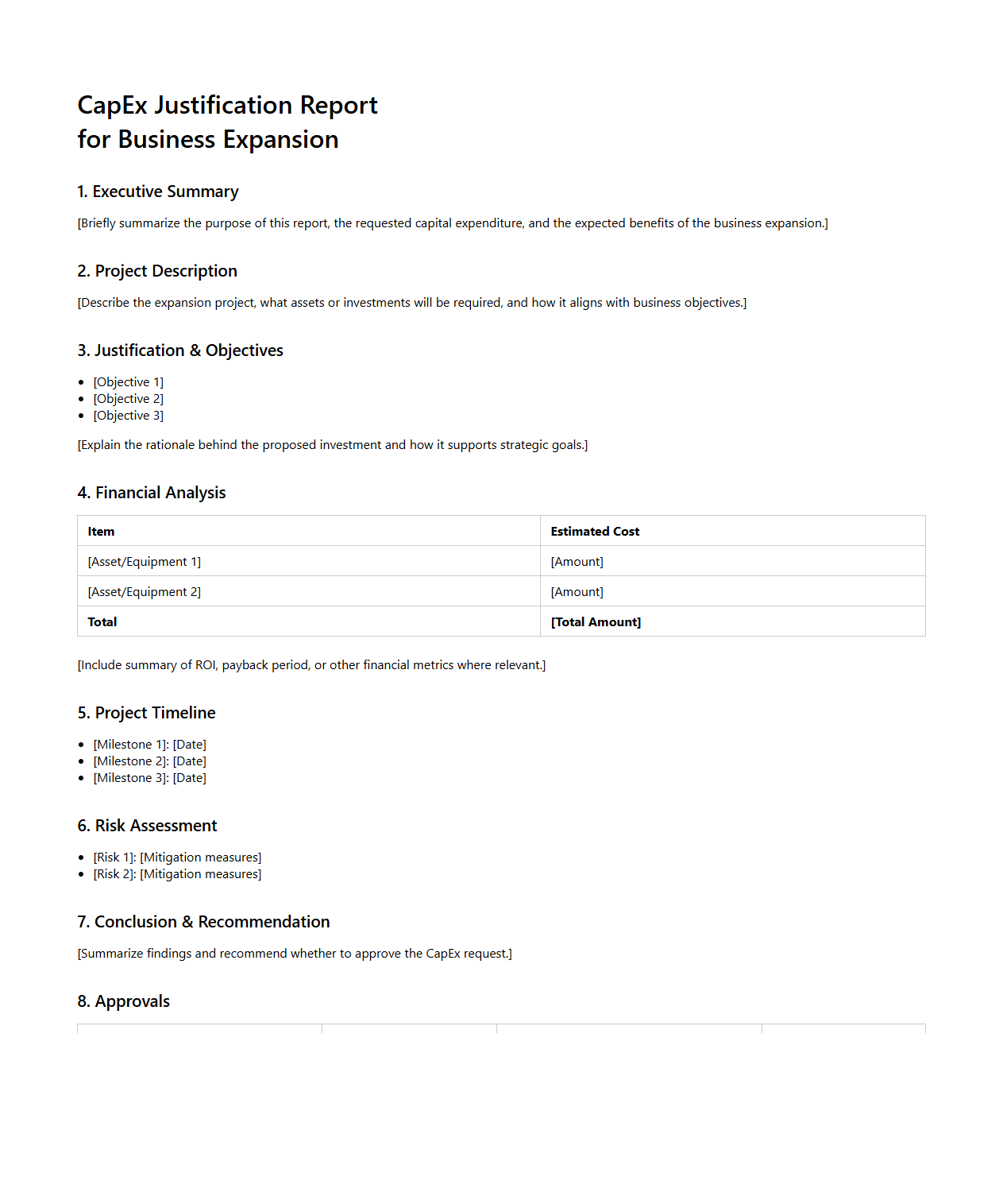CapEx Justification Report for Business Expansion