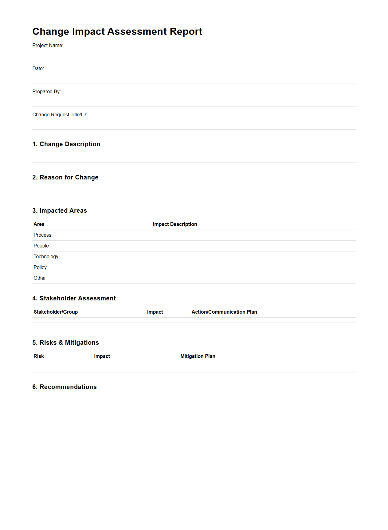 Change Impact Assessment Report