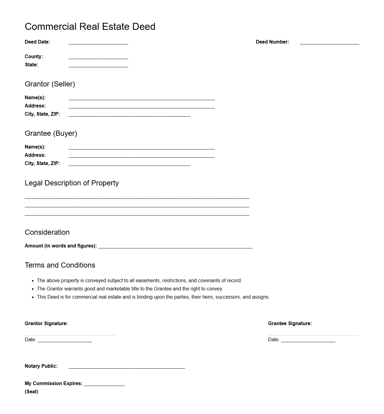 Commercial Real Estate Deed Format