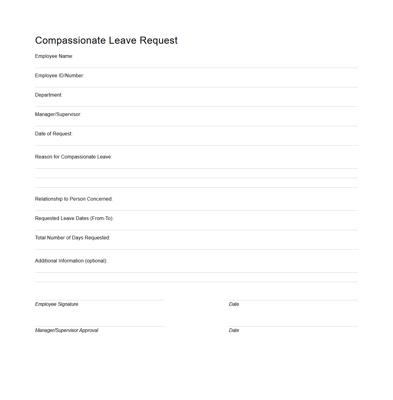 Compassionate Leave Request Document Example
