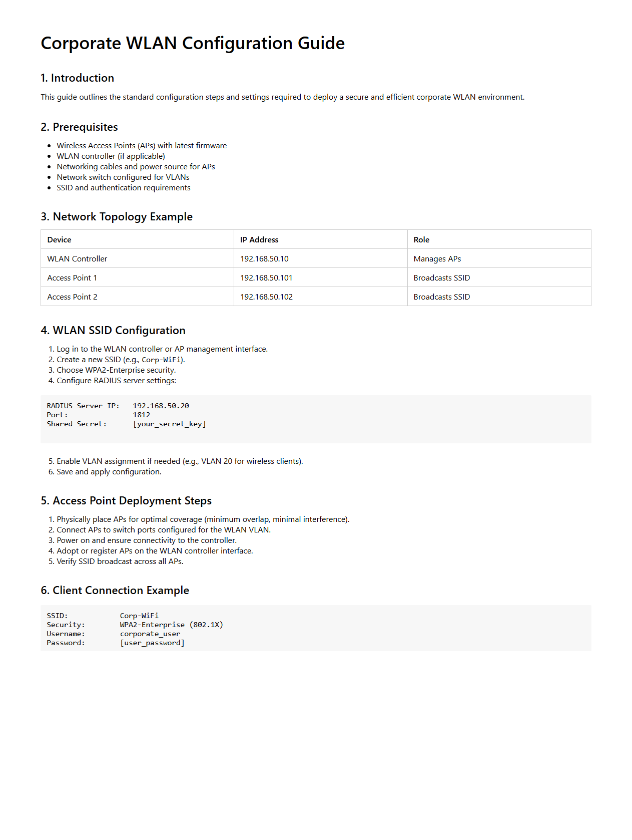 Corporate WLAN Configuration Guide