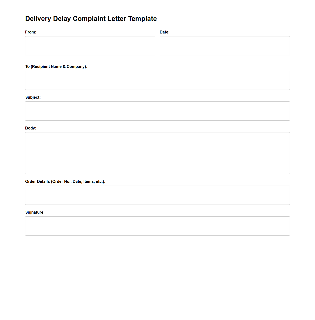 Delivery Delay Complaint Letter Template