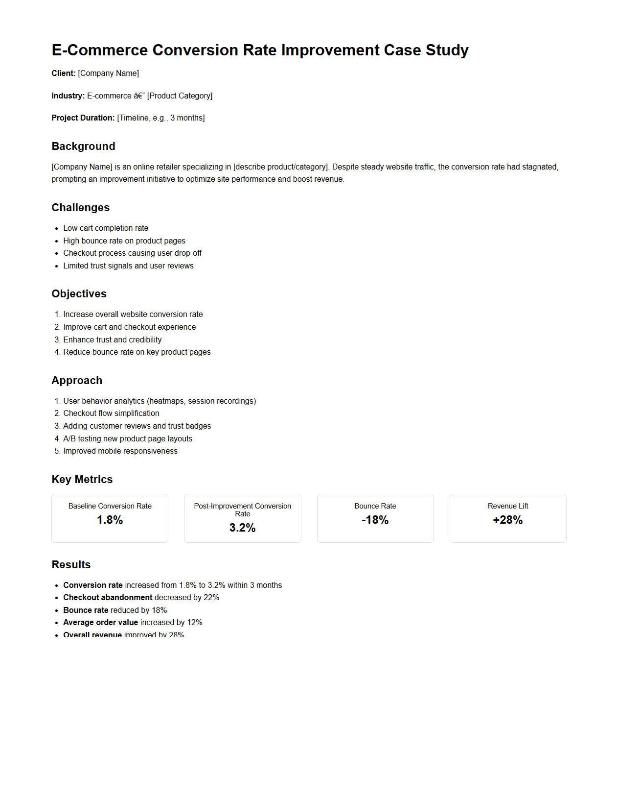 E-commerce Conversion Rate Improvement Case Study