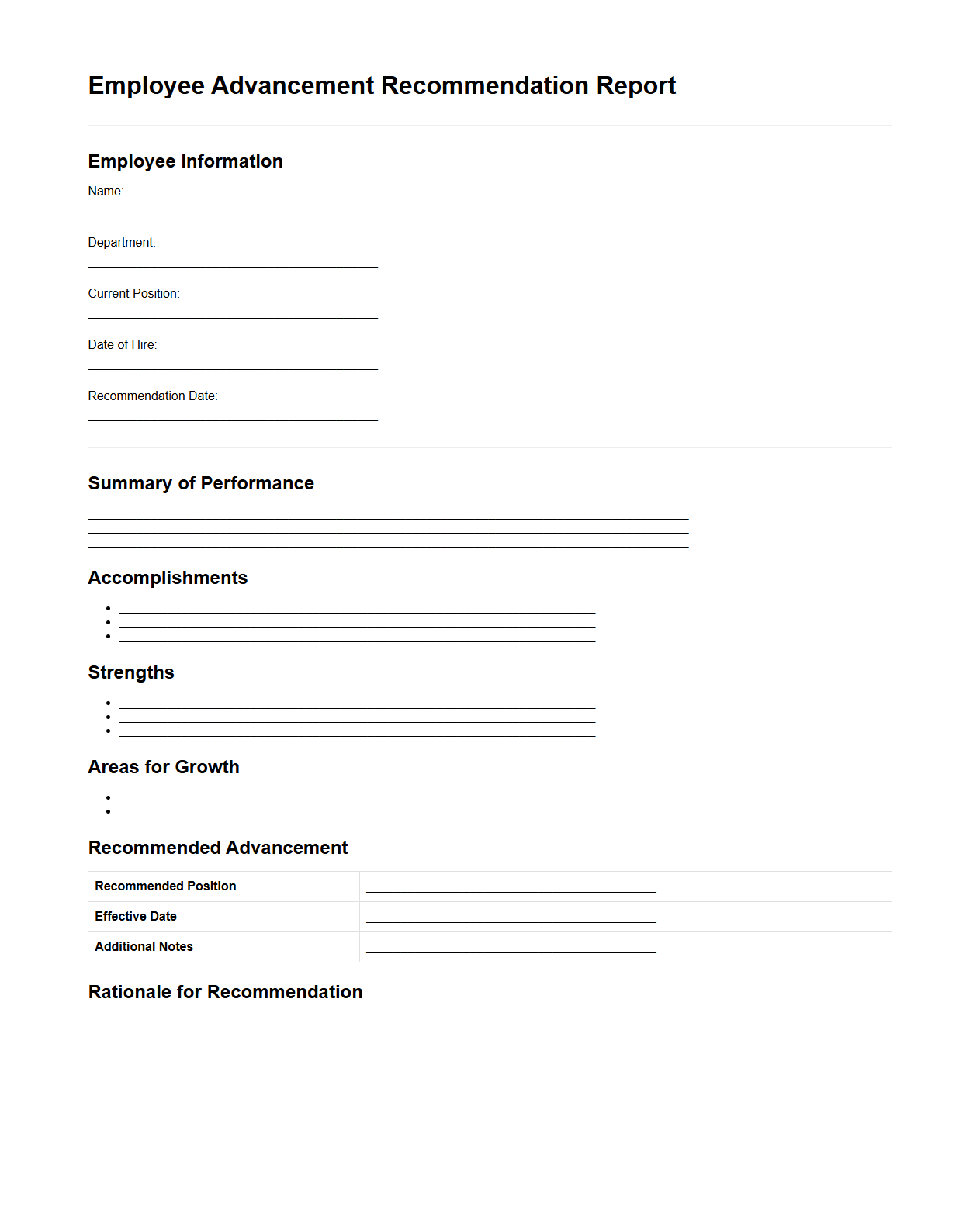 Employee Advancement Recommendation Report
