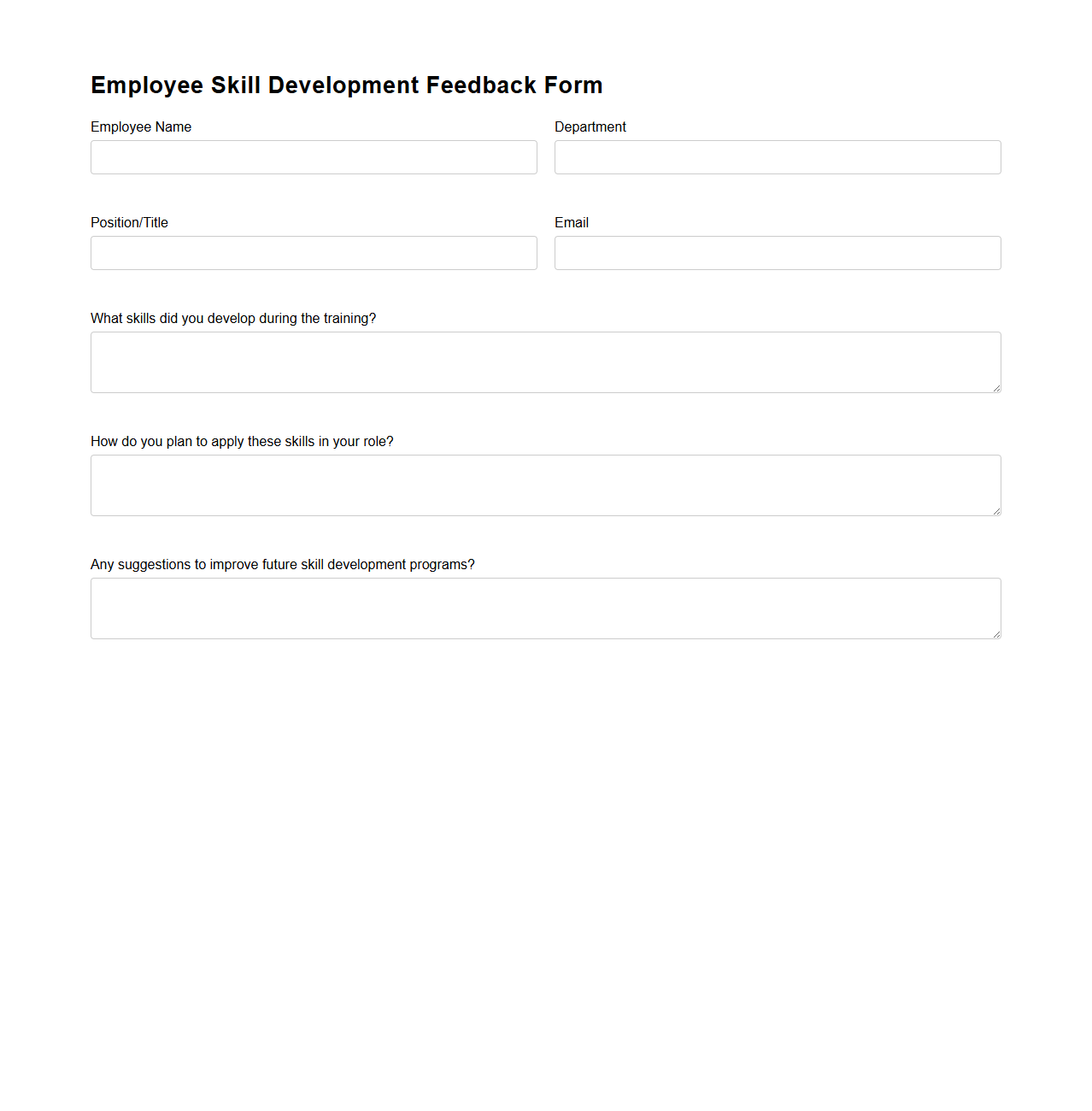 Employee Skill Development Feedback Form