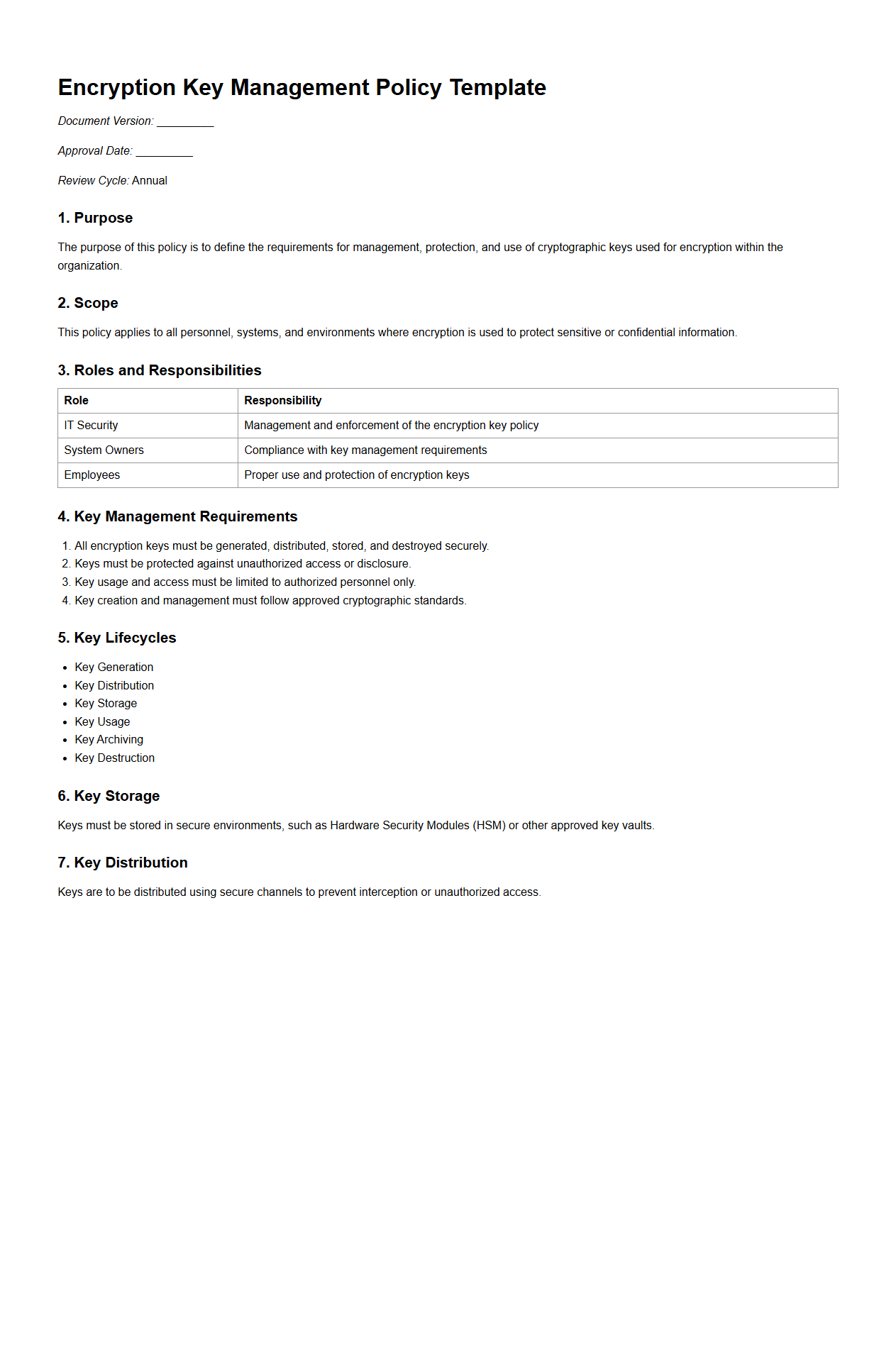 Encryption Key Management Policy Template