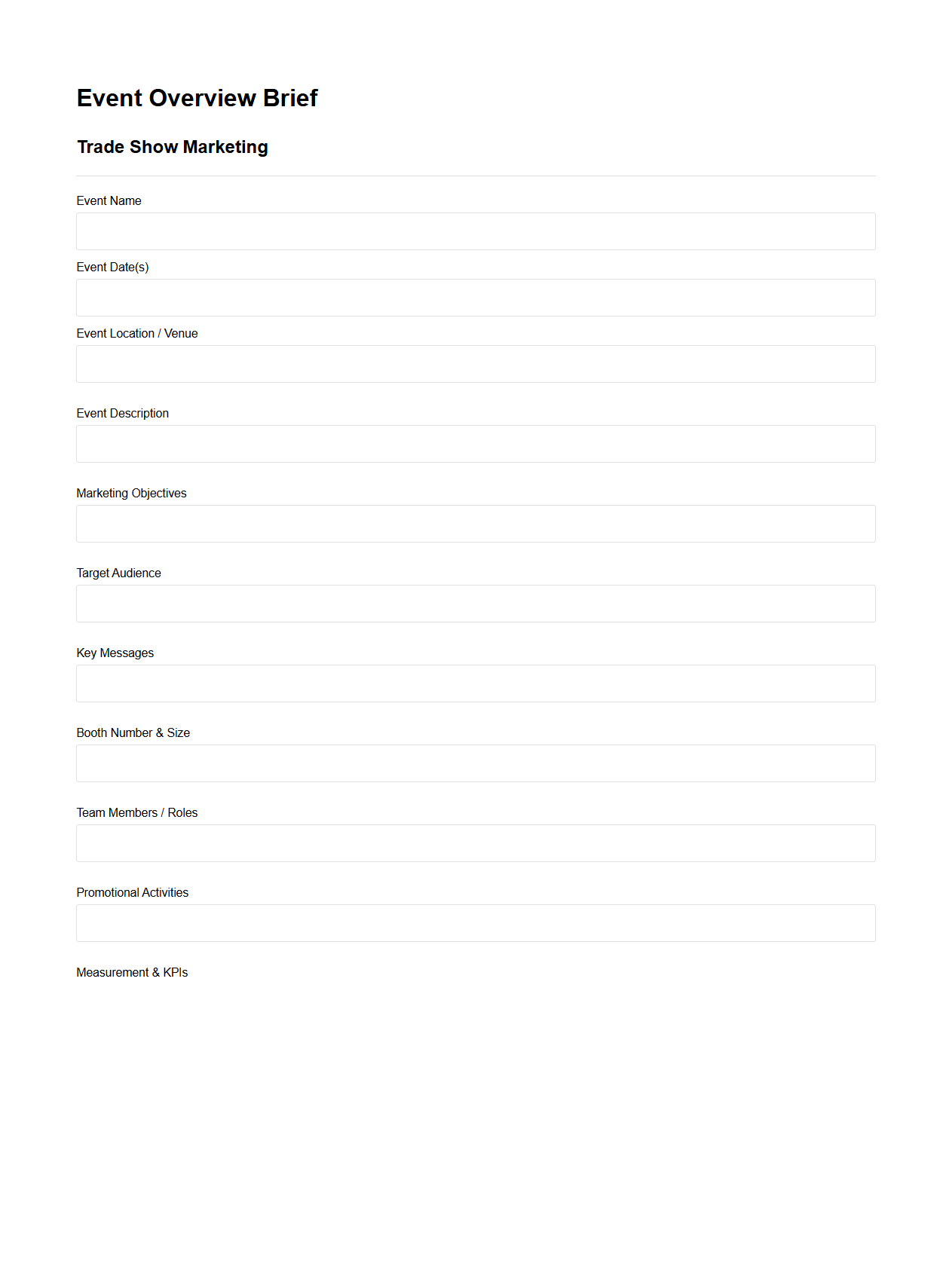 Event Overview Brief for Trade Show Marketing