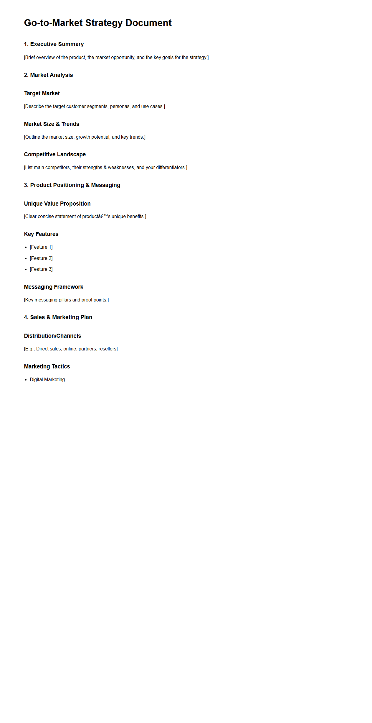 Go-to-Market Strategy Document Sample