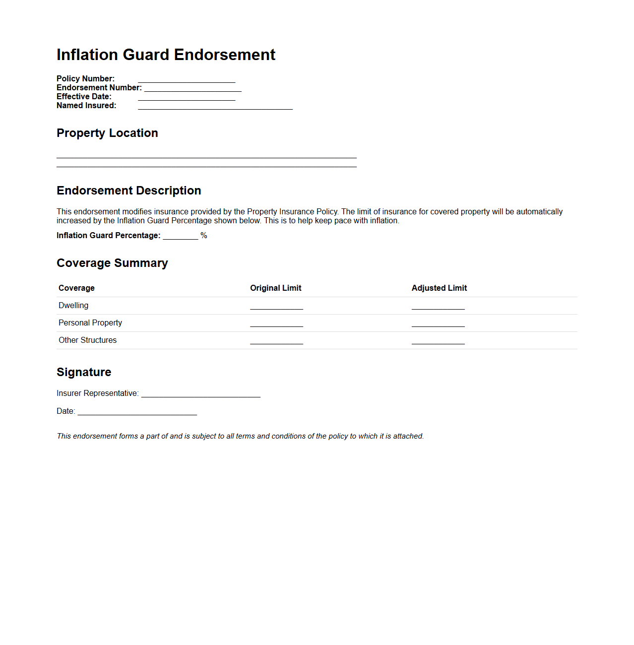 Inflation Guard Endorsement for Property Insurance