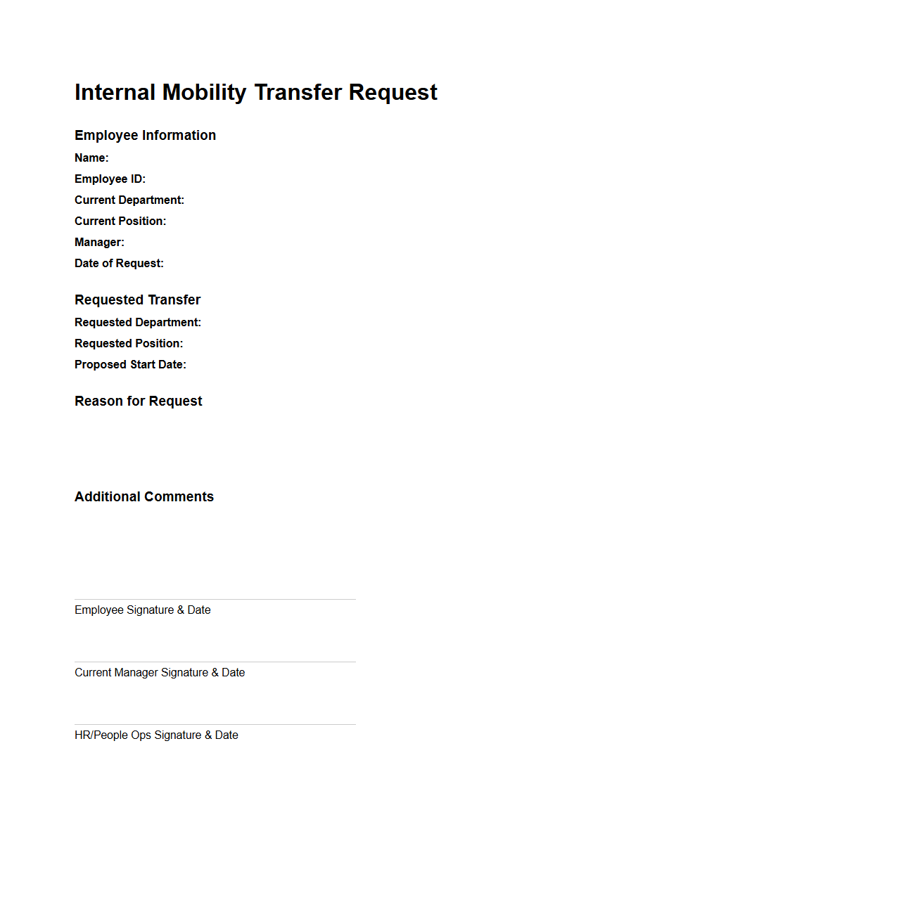 Internal Mobility Transfer Request Example