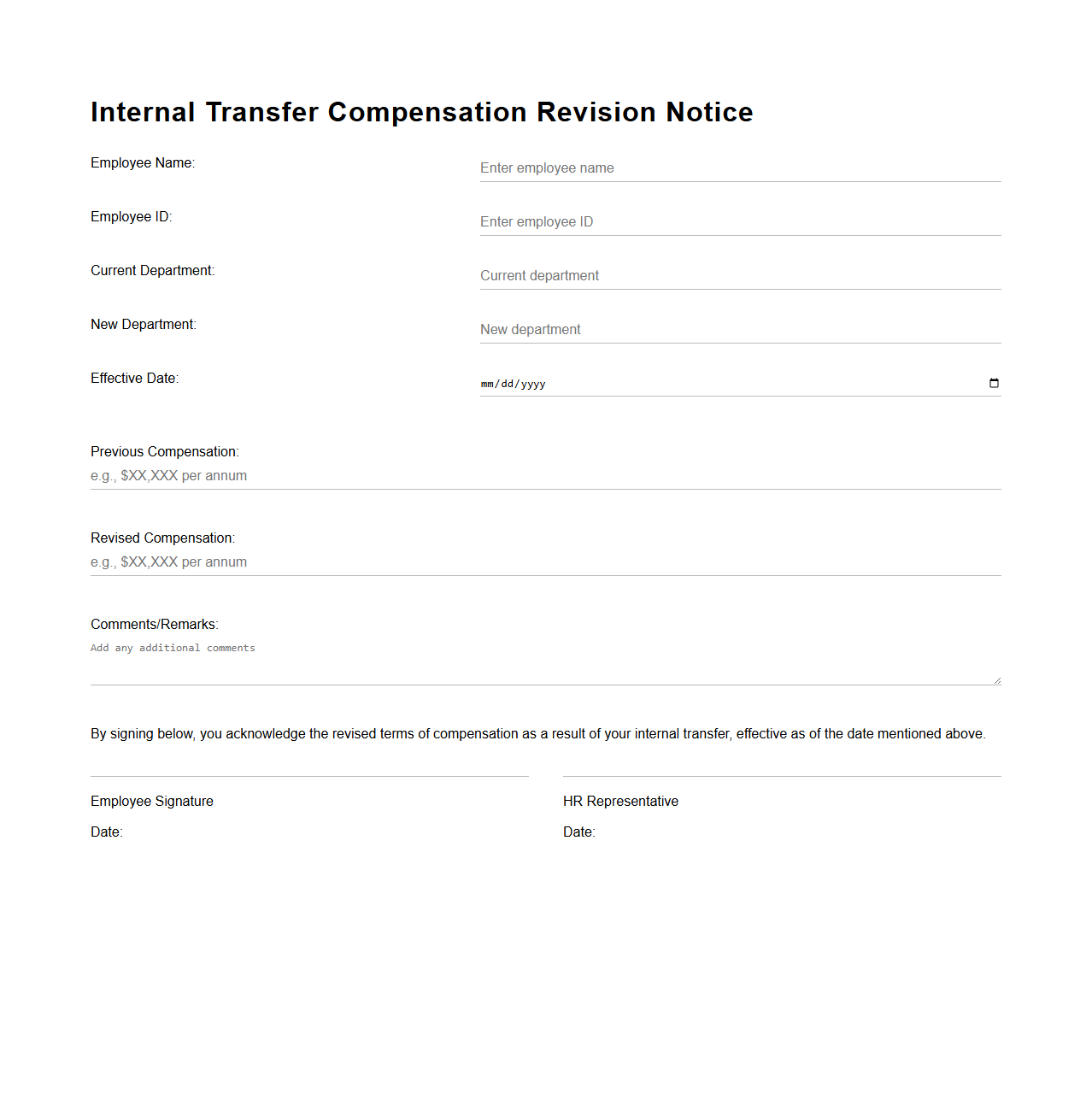 Internal Transfer Compensation Revision Notice