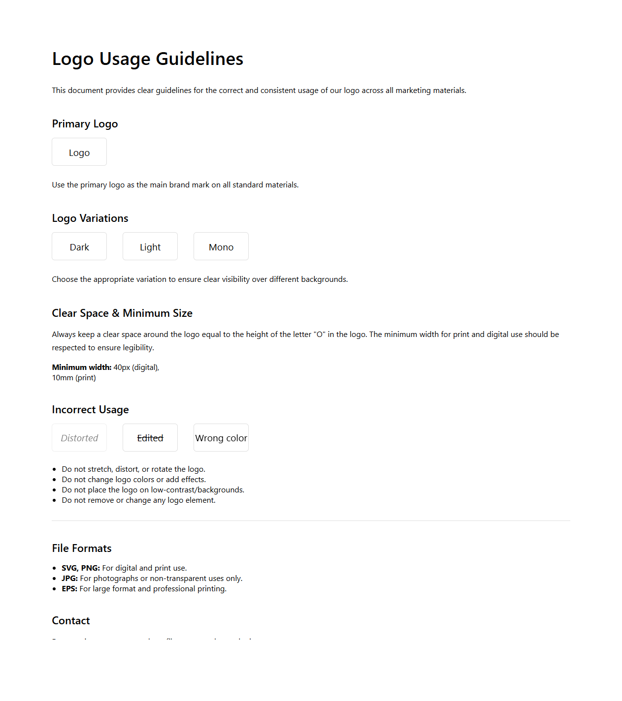 Logo Usage Guidelines Template for Marketing Teams