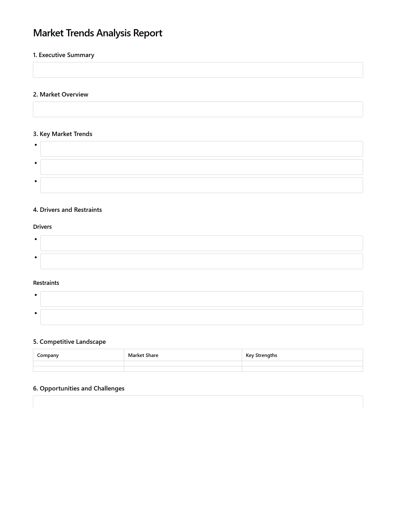 Market Trends Analysis Report Template