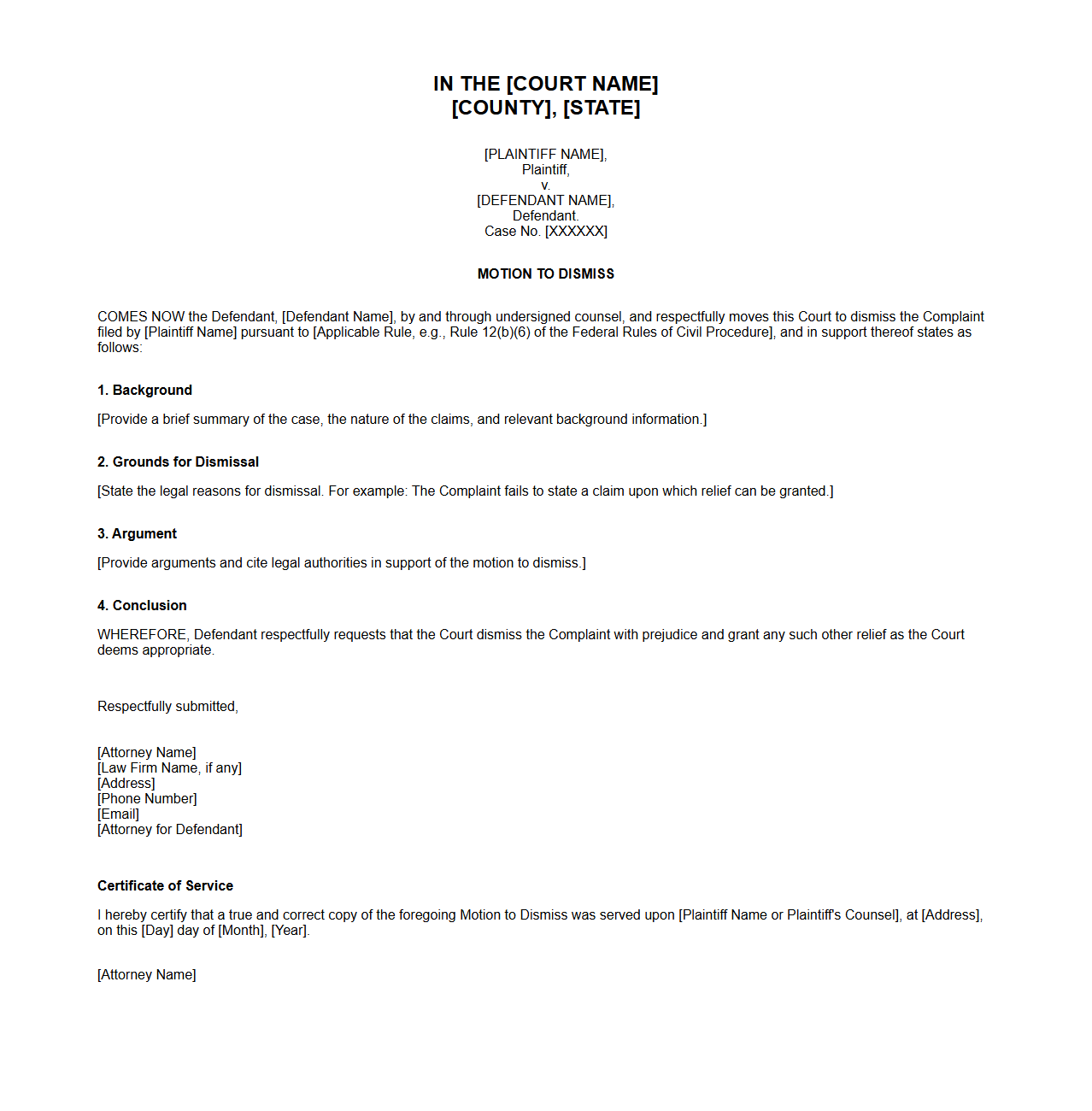 Motion to Dismiss Example