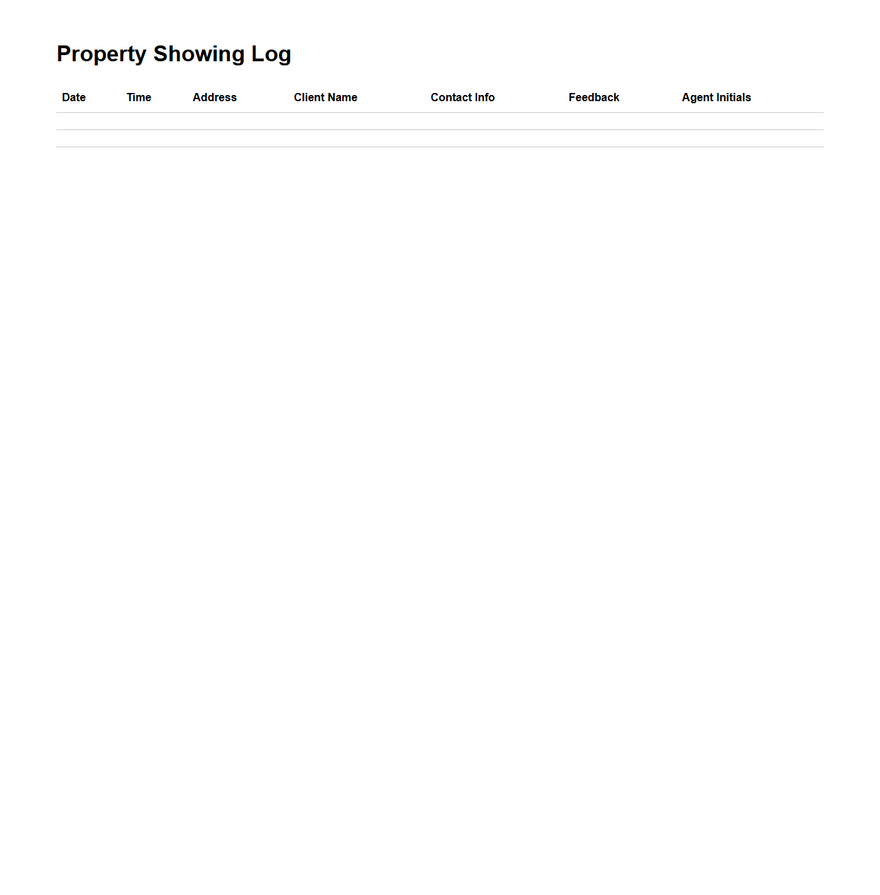 Real Estate Agent Property Showing Log