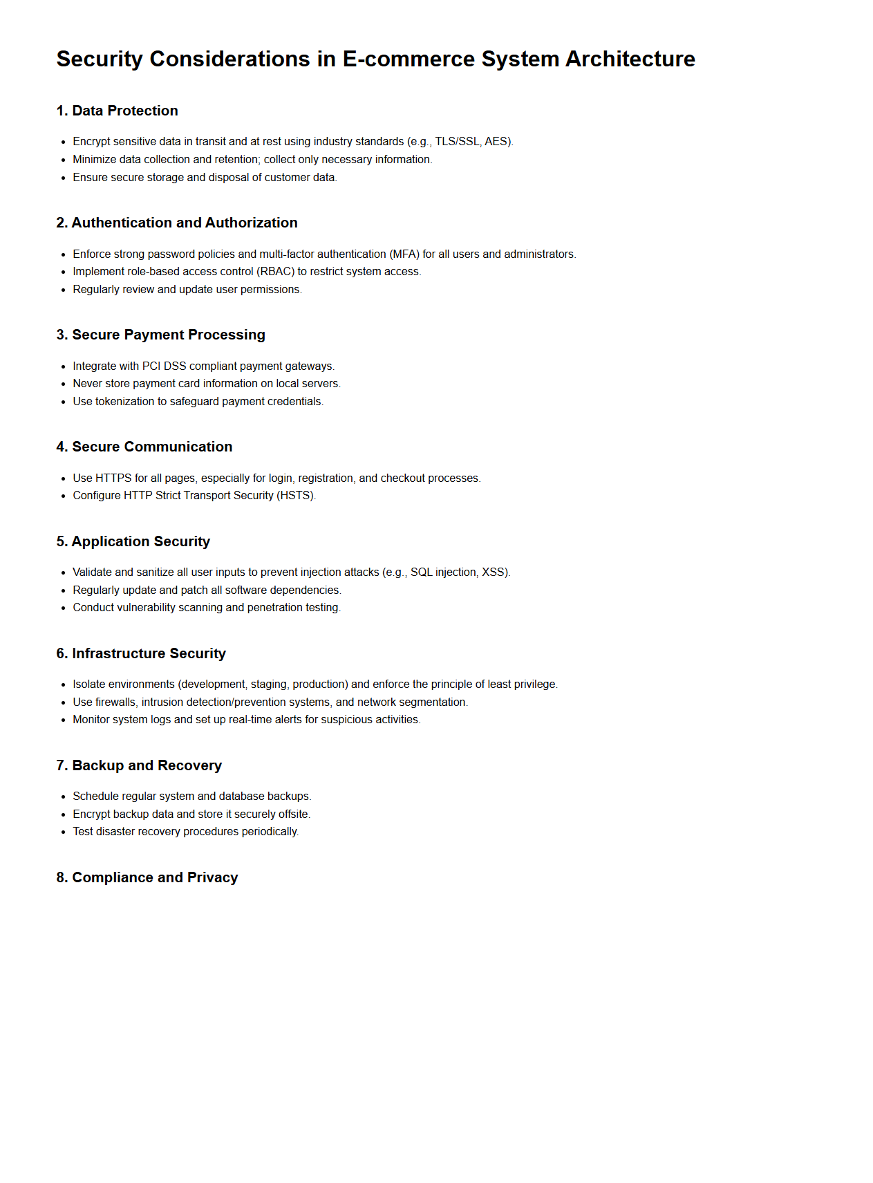 Security Considerations in E-commerce System Architecture
