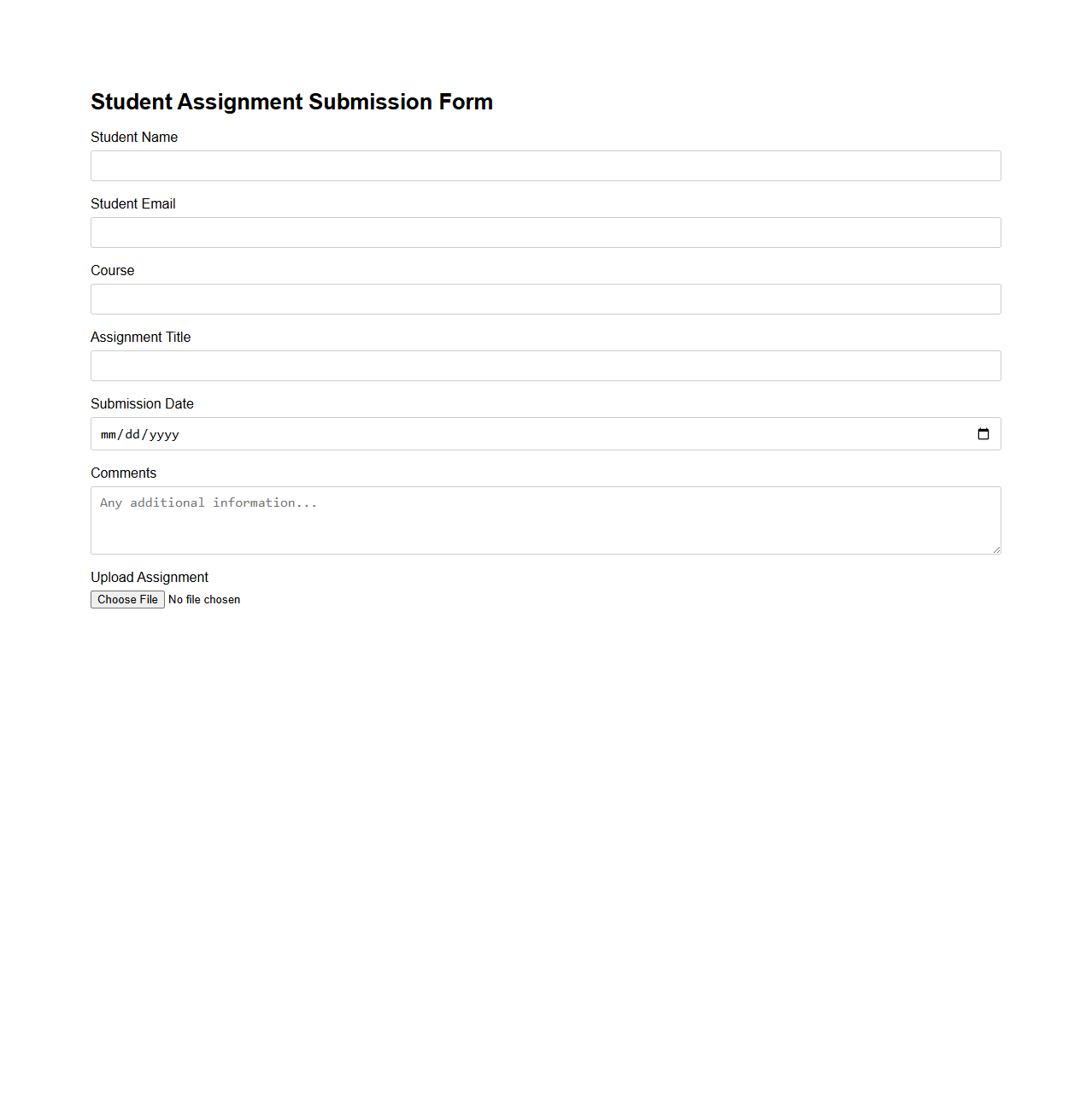 Student Assignment Submission Form