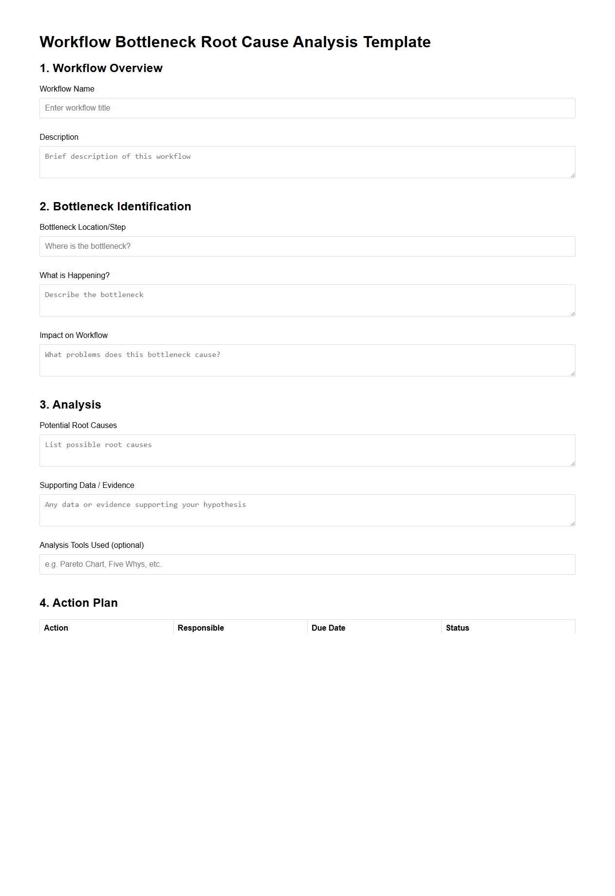 Workflow Bottleneck Root Cause Analysis Template